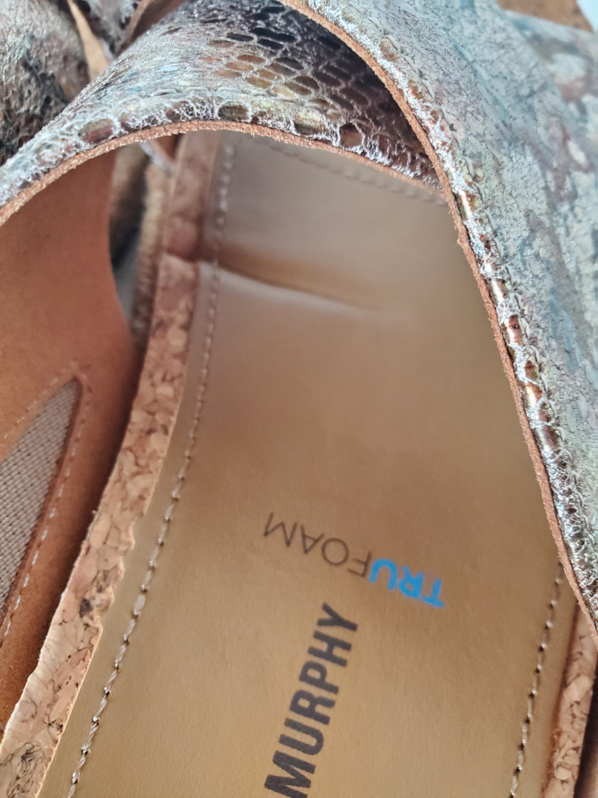 Johnston & Murphy Michelle Rose Mosaic Metallic Cross Strap Slide Sandal Size 8