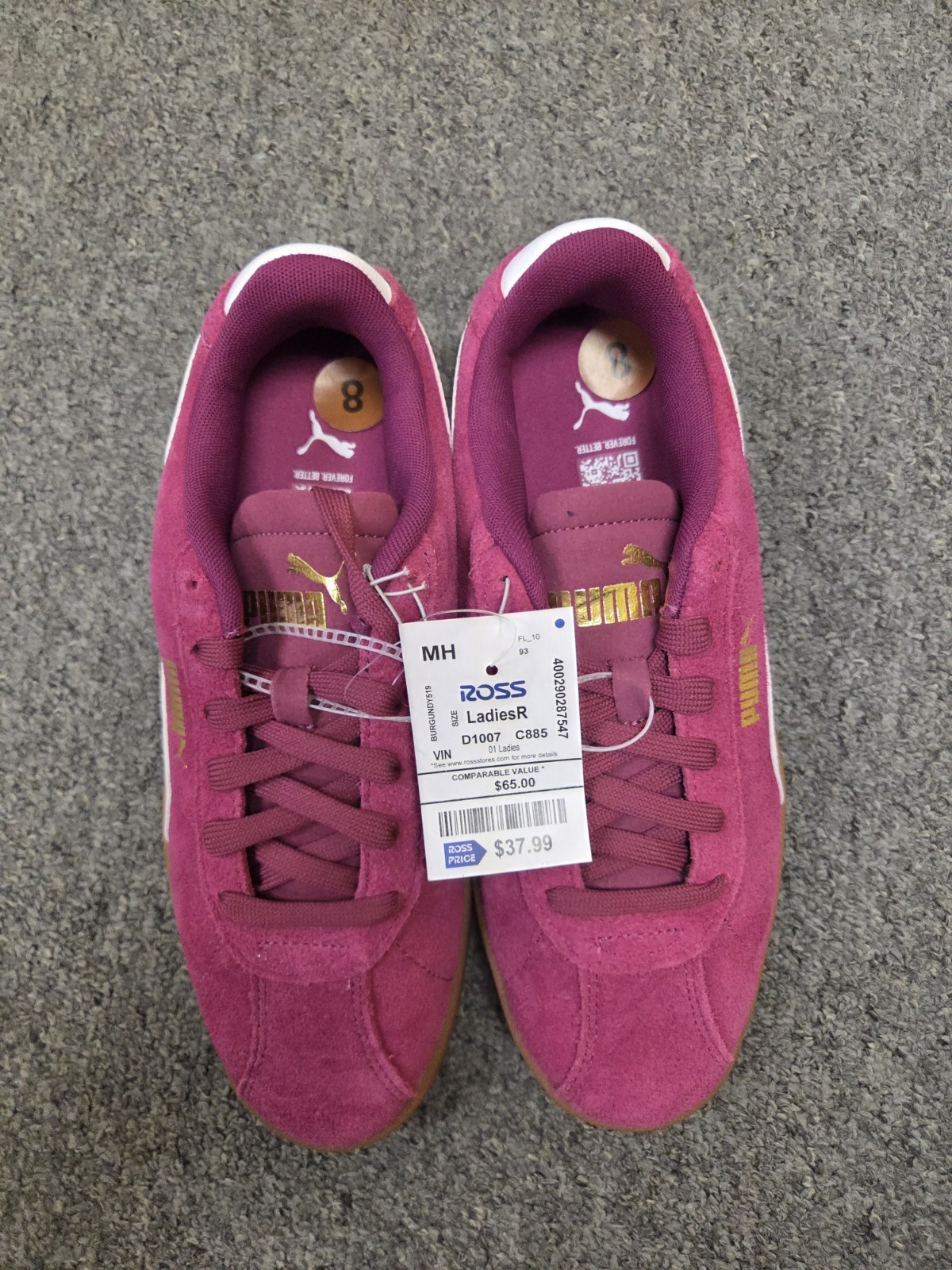 Puma Club II Era Suede Sneakers Womens Size 8 Mens Size 6 Berry White NEW