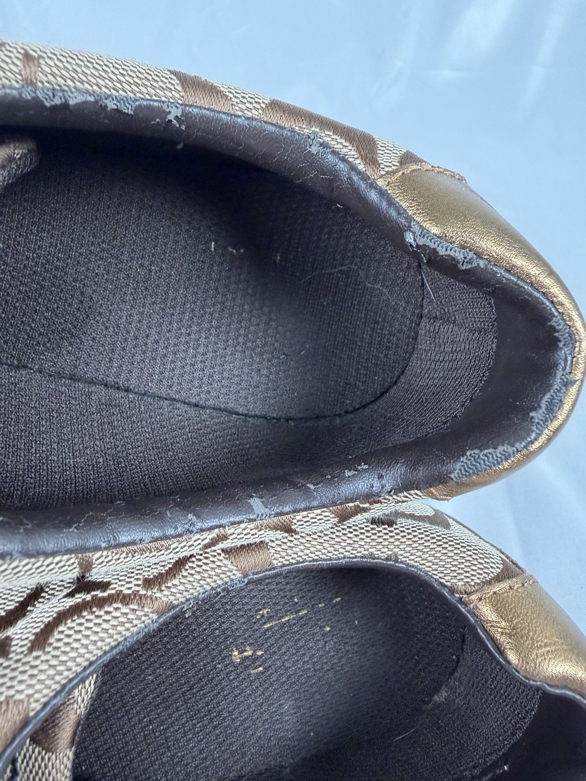 Coach JAYME Brown Gold Signature C Logo Sneakers Shoes Lace Up Womens Size 10M
