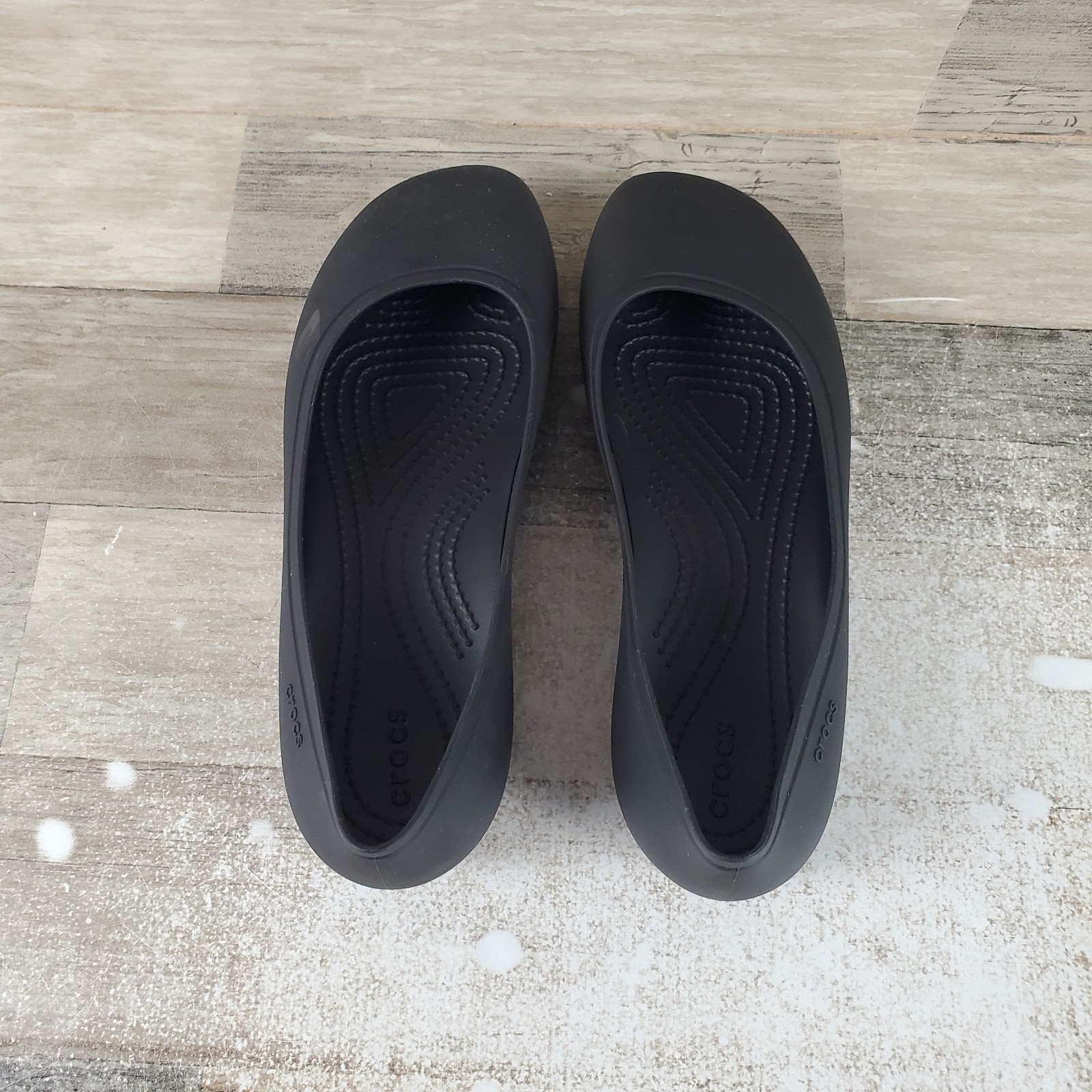 Crocs Brooklyn Womens Ballet Flats Sz 7 W Black Rubber Comfort Slip On Round Toe