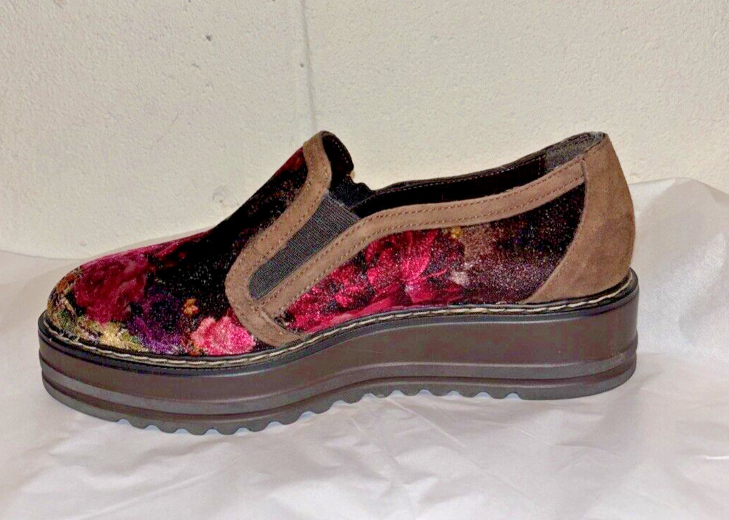 Summit By White Mountain Womens Leather Platform Loafers Pink Red Floral Size 6