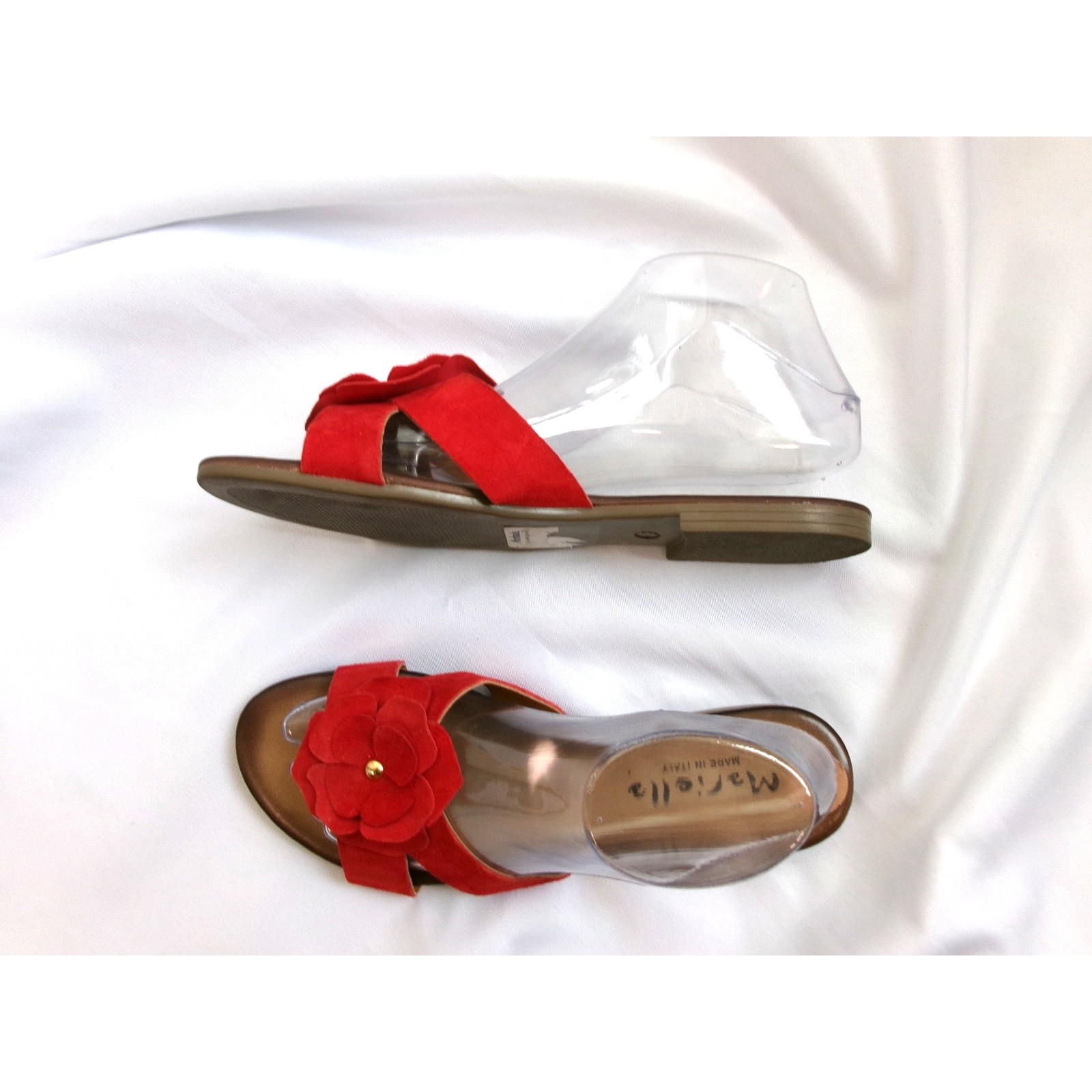 Mariella Red Floral Suede Slide Sandals Women’s Size 8 NWOT Italy
