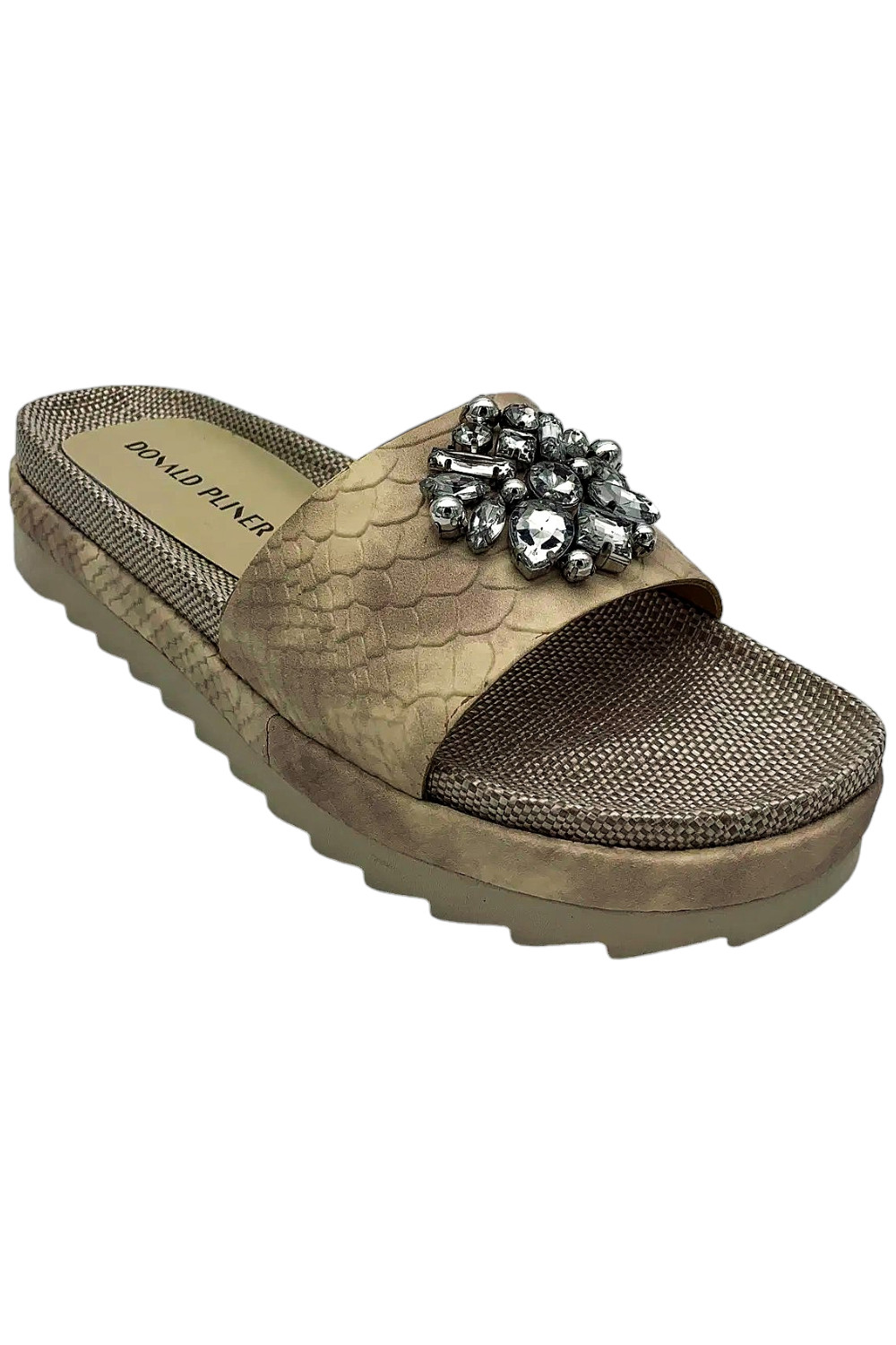 Donald Pliner Women’s Lia Embossed Snake Leather Sandal Oyster