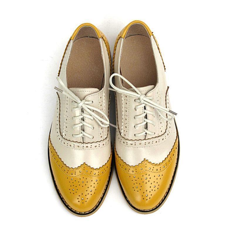 New Women Brogue Carved Lace Up Shoes Oxfords Round Toe Hollow Out Colorful R246