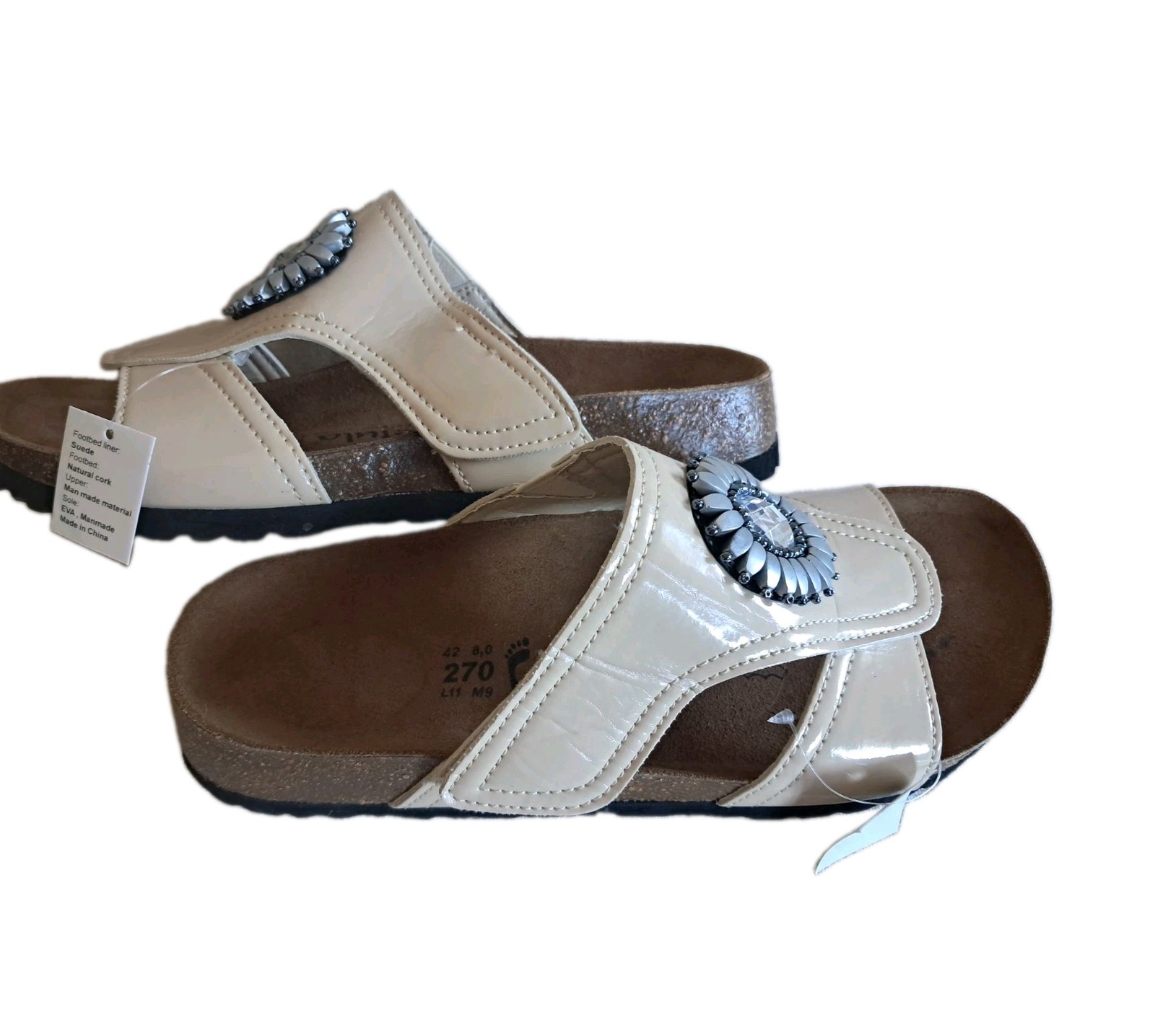 Bertula By Birkenstock- Beige w/Gem Accent- Sz 11