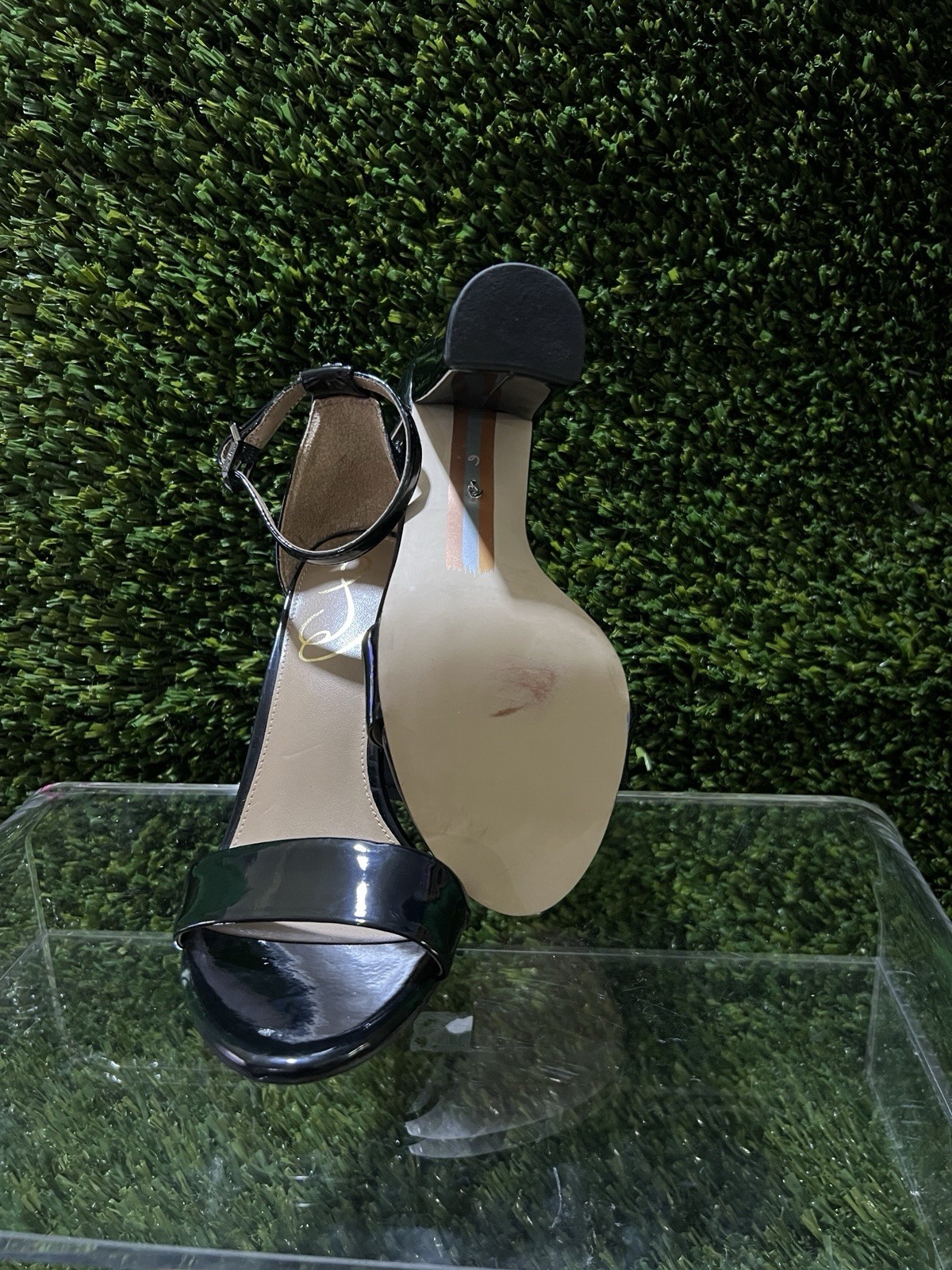 Sam Edelman Yaro Black Patent Leather Heel Women’s Sandals Size 6M