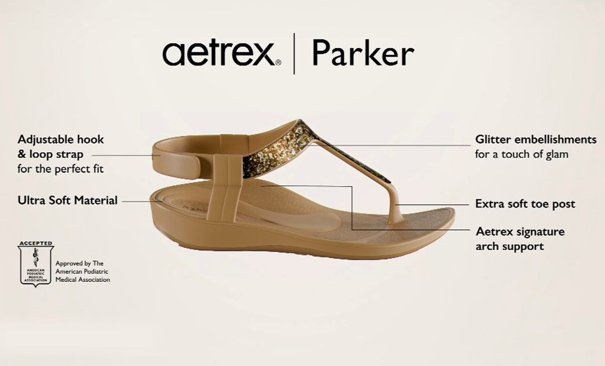 Aetrex Parker Sparkle EVA Arch-Support Thong Waterproof Sandal Rose EUR 41 US 10