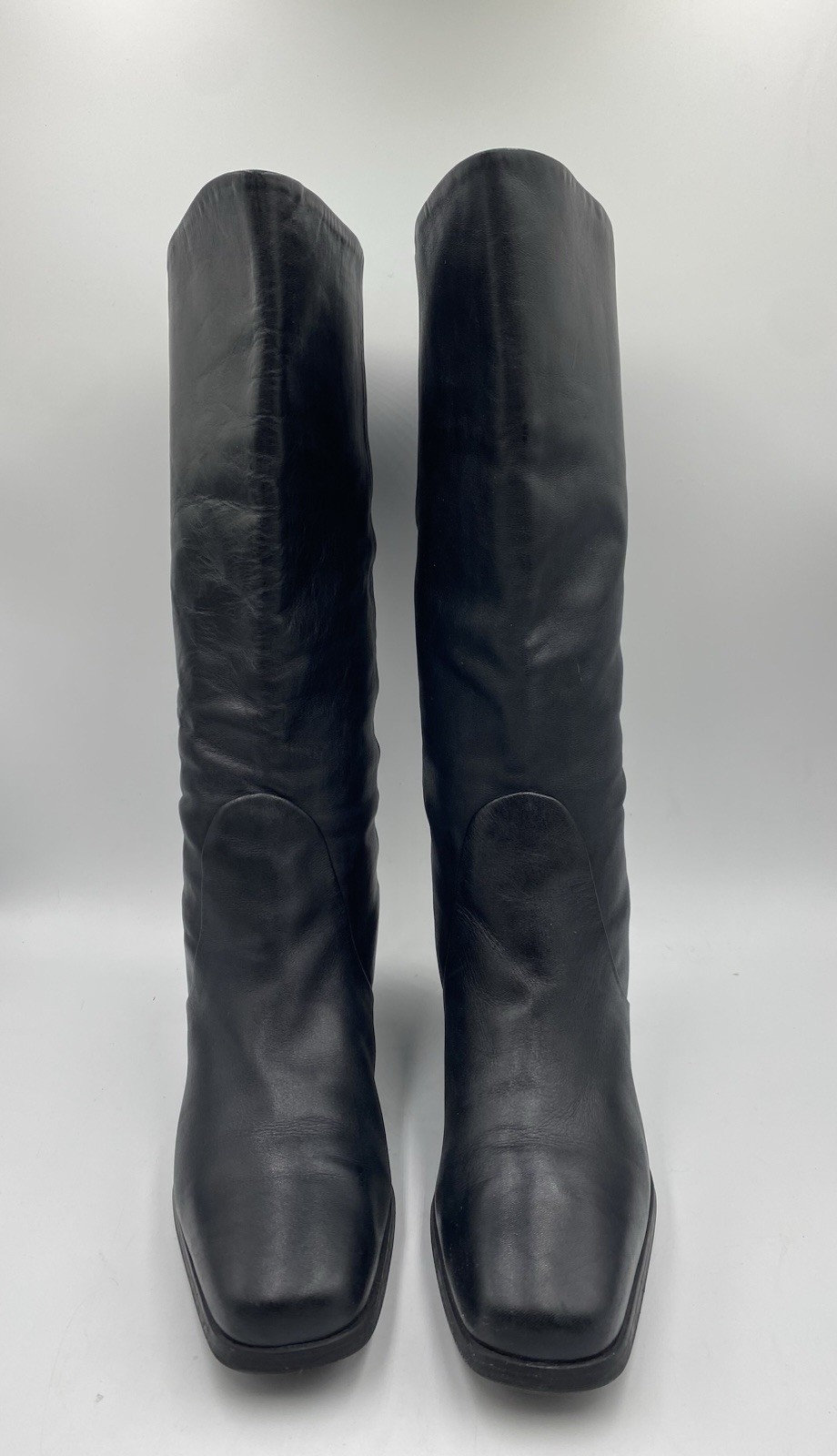 Suzy Womens Size 8 1/2 M Black Leather 13” Shaft Knee High Fashion Boots