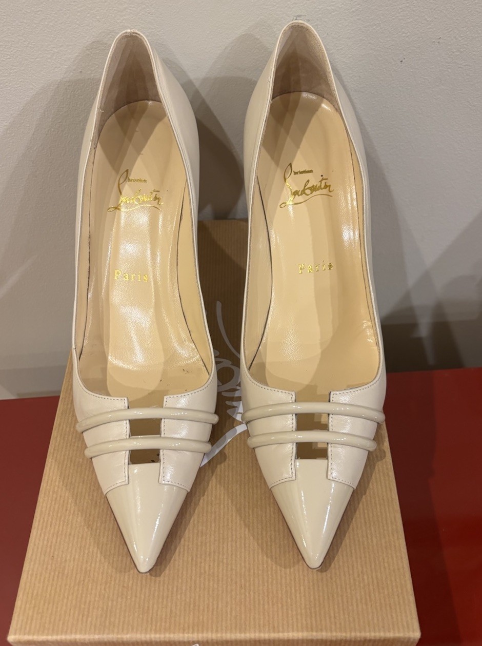 Christian Louboutin front double 120 colombe heels
