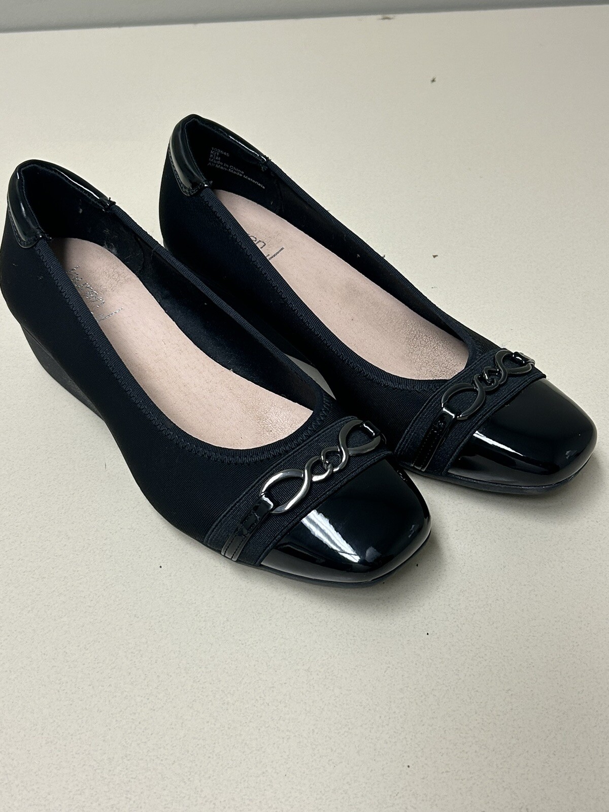 Lauren Blakwell Womens Wedge Shoes Size 8.5 Black Square Toe Model Kit