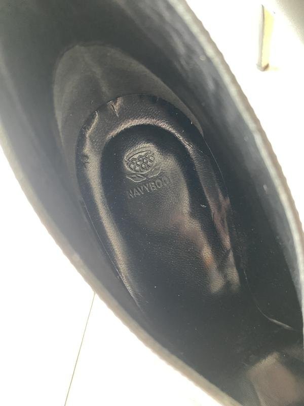 Women navy boot heels black leather 38 #BAKN