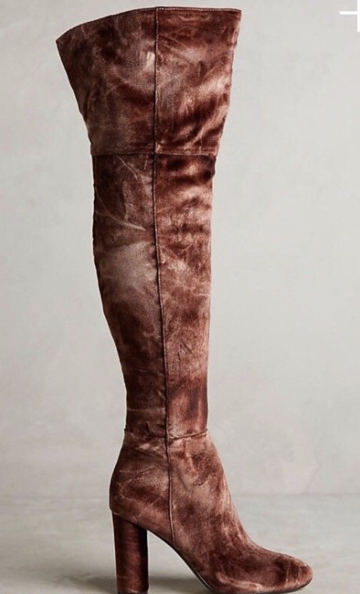 Free People Silent D Boot Over The Knee Heel Ombre Velvet brown tan 41/ 10 NEW