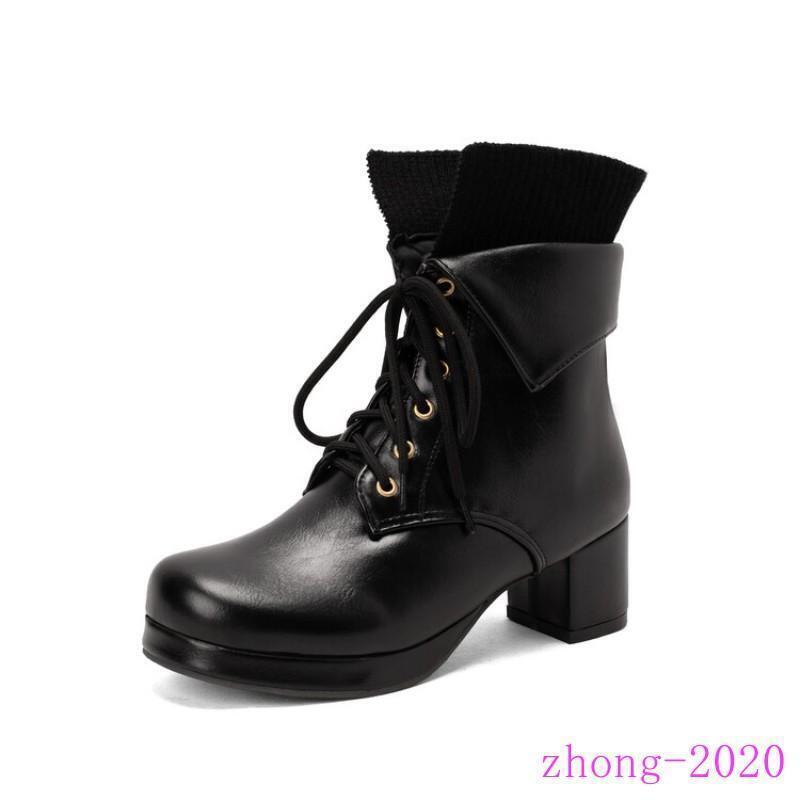 Womens Lace Up Faux Leather Knight Ankle Boots Party Dress Party Round Toe Shoes