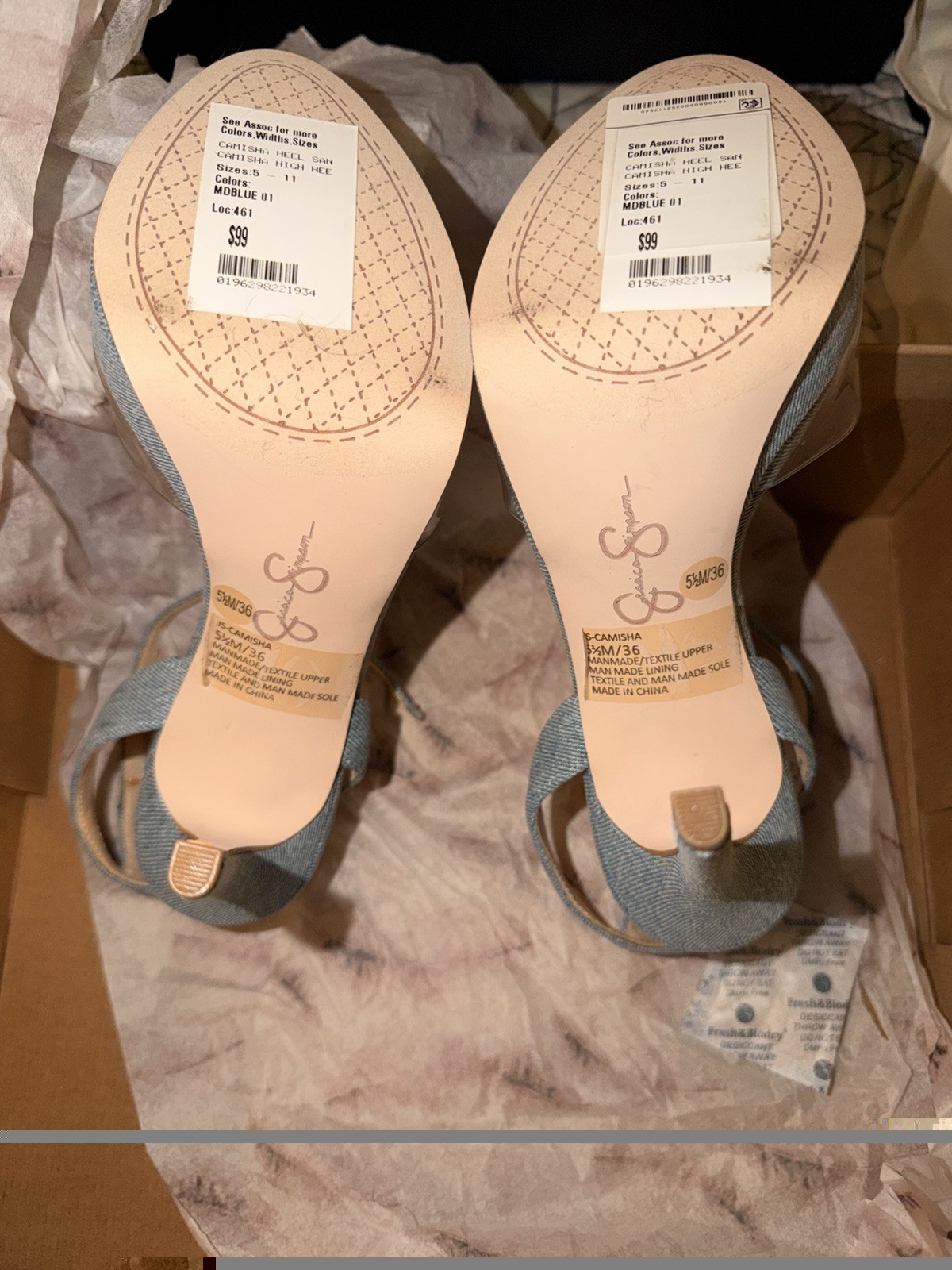 Jessica Simpson Blue/Clear Platform Ankle Strap Open Toe Heels 6M