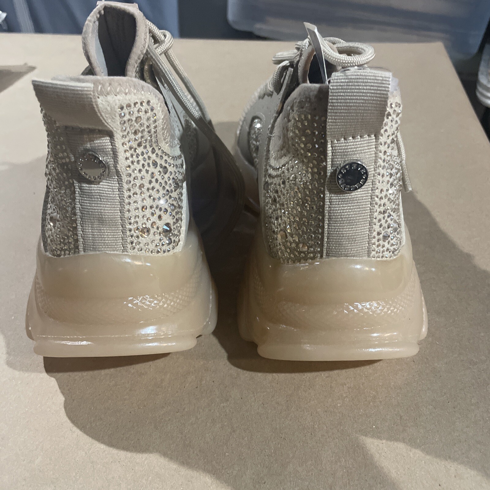 Steve Madden Women’s SM NY90 Tan / Beige Rhinestone Maxima Size 7M Limited Ed.