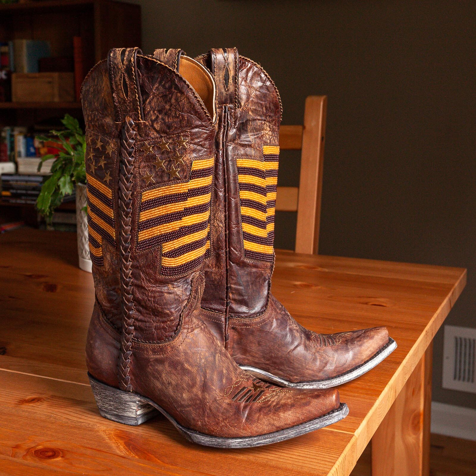 Old Gringo Eleanor Brass American Flag Cowboy Boots, Womens 5.5 B