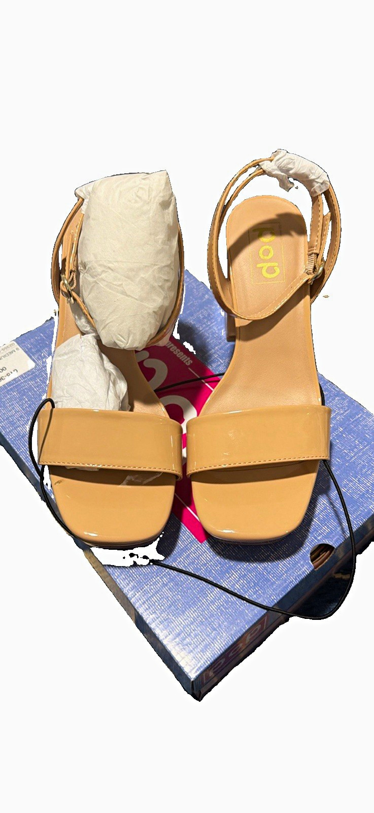 Apt. 9 Beige Strappy Block Heel Sandals Square Toe Buckle Ankle Strap 9