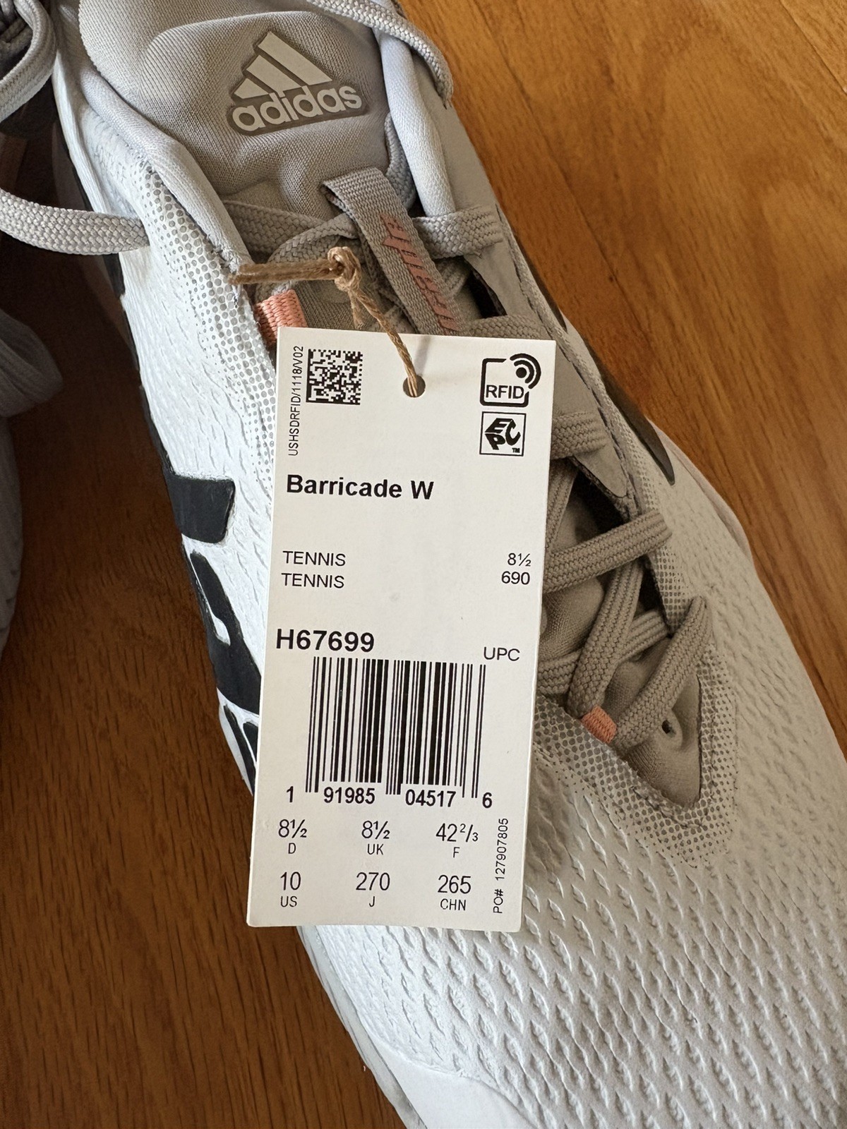 Adidas Barricade Gray W Women’s Tennis Shoe- New With Box/Tag