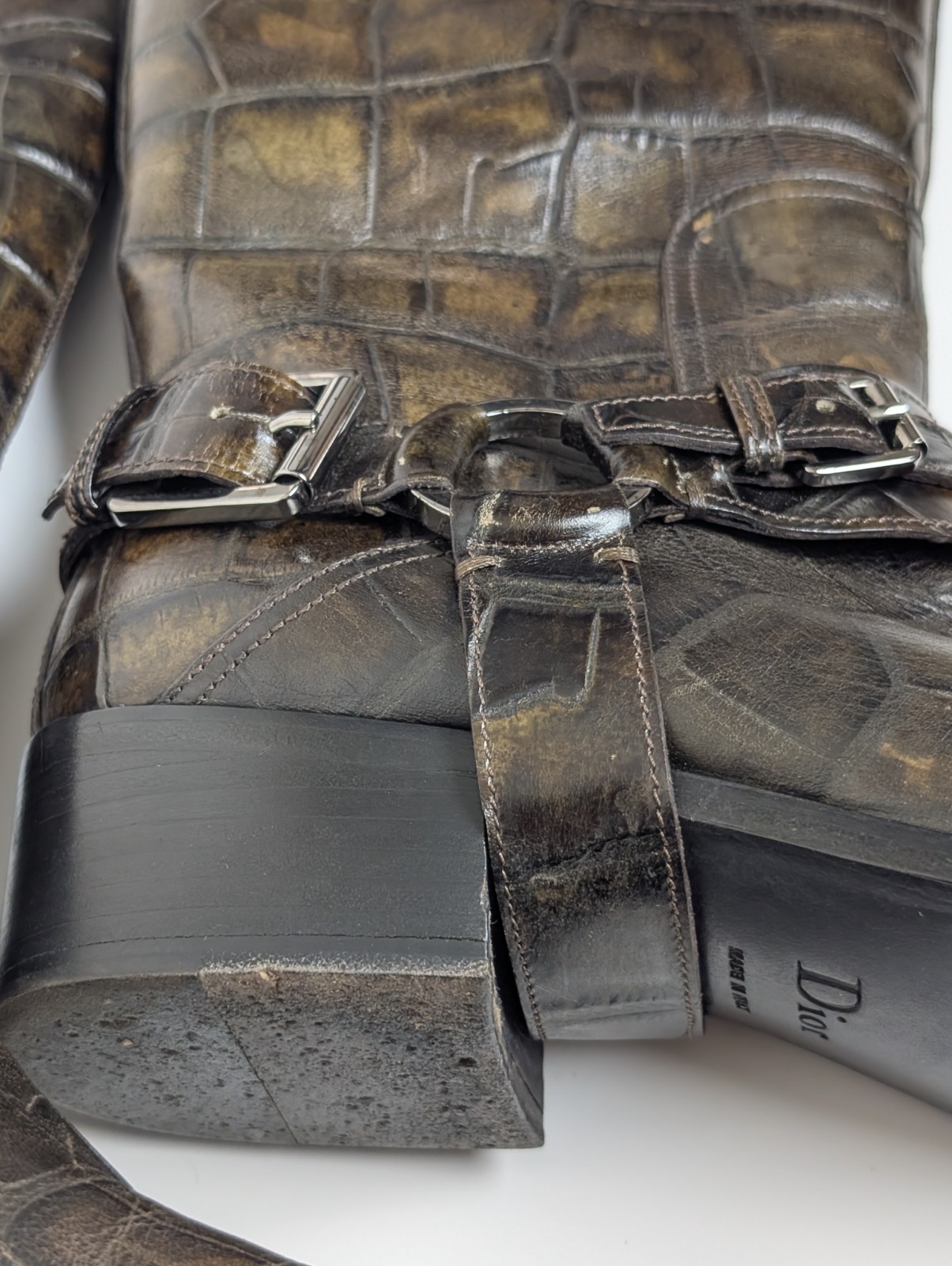 Christian Dior Women’s Harness Boots EU 41 / US 10–10.5 Made in Italy Croc Print