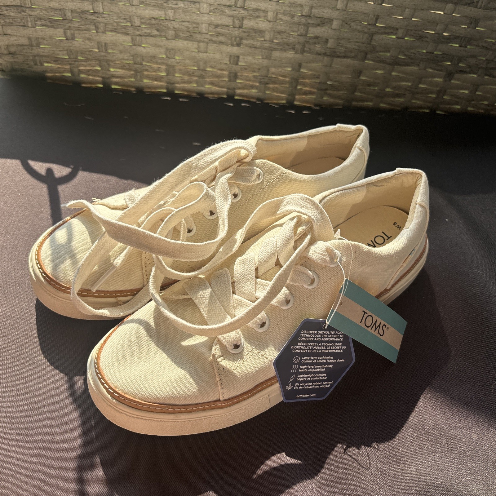 NWT TOMS Women Alex Birch Canvas Tennis Shoes Size 8