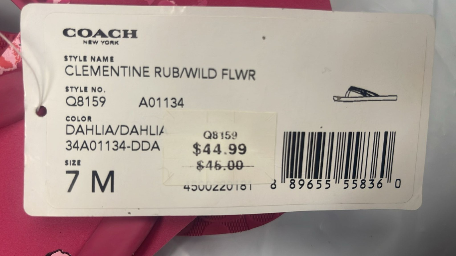 Coach Clementine Rubber Multi Stripe Flip Flops Women’s Size 7 Dahlia NWT
