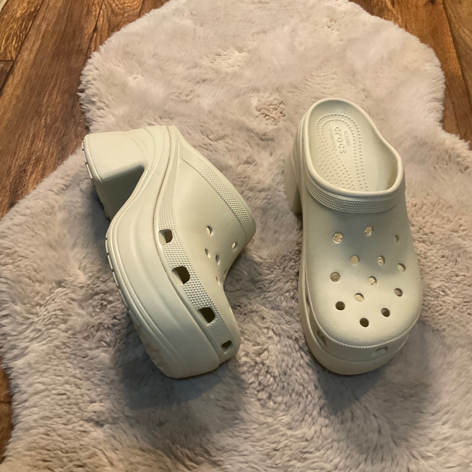 Crocs Siren Platform Clogs Bone Ivory Color Unisex W 12 M 10 High Heel