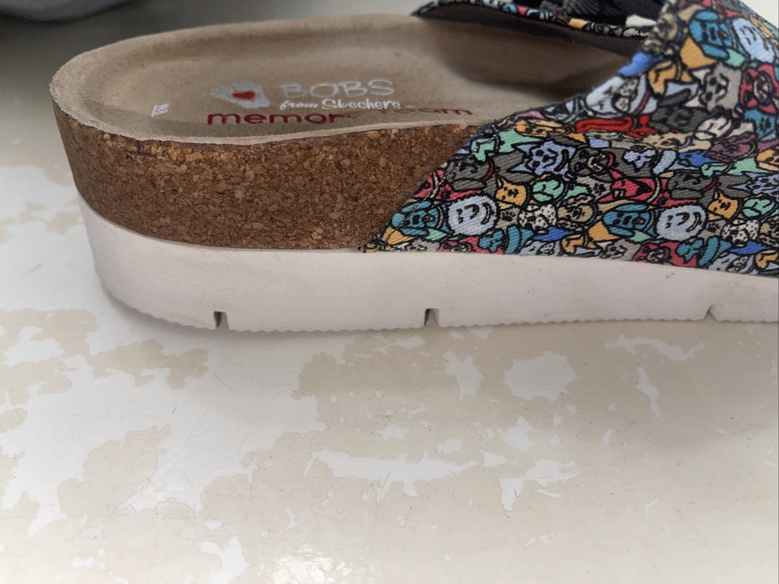 Bobs from Skechers Platform Bohemian Dog Print Double Buckle Sandals Sz 8 Mm15