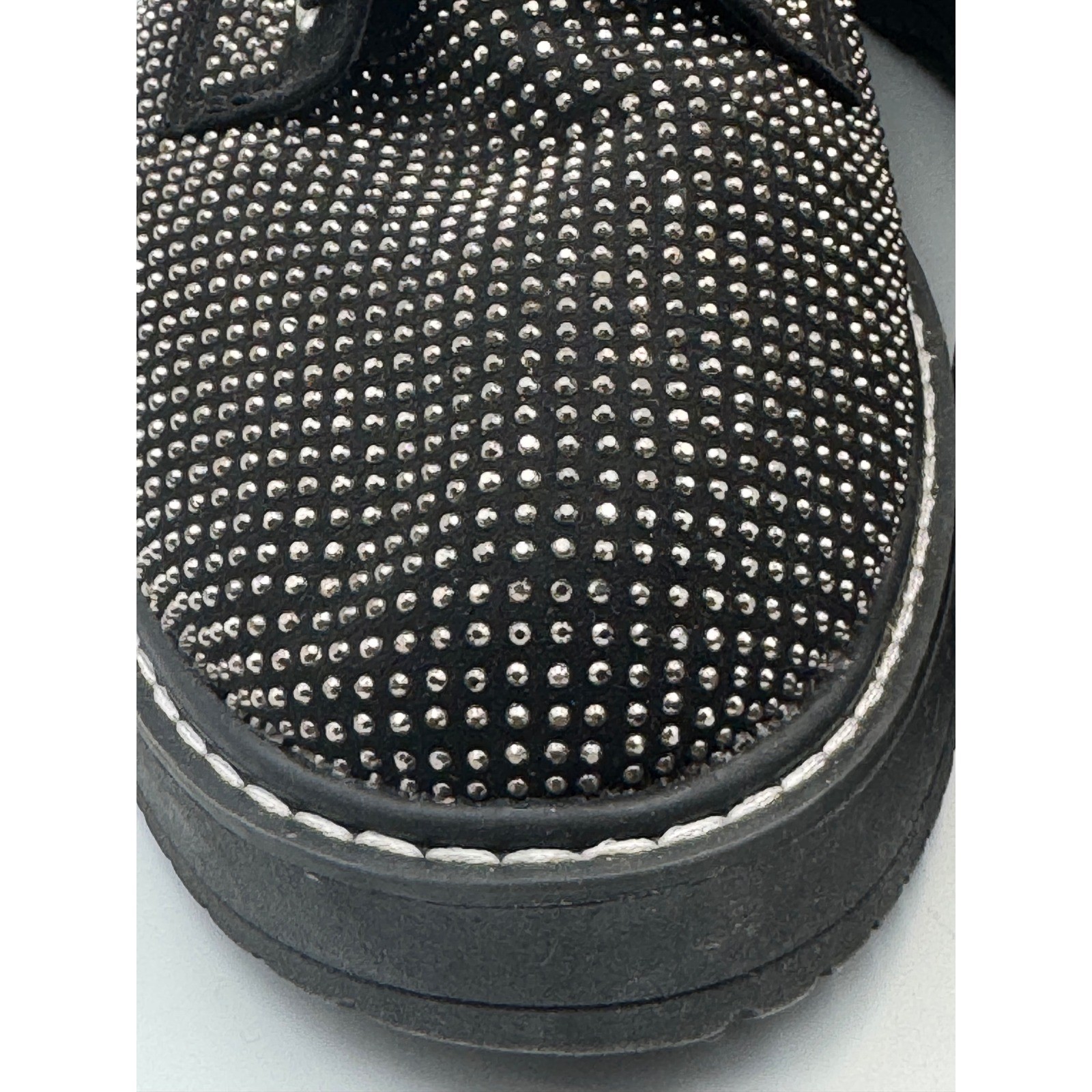 Black Rhinestone Studded Platform Combat Boots Lace Up Side Zip Edgy Glam