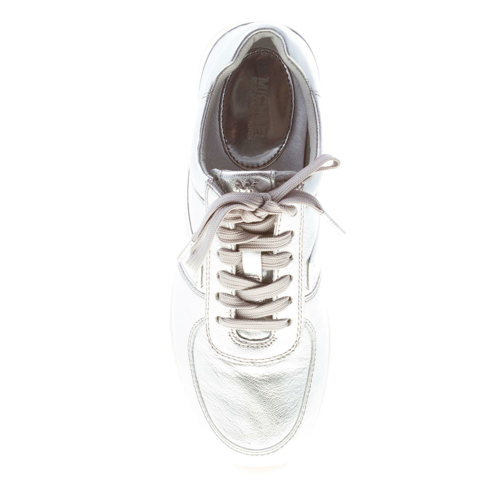 MICHAEL KORS Women’s Shoes Allie Plate Wrap Leather Silver 43R7ALFS1M