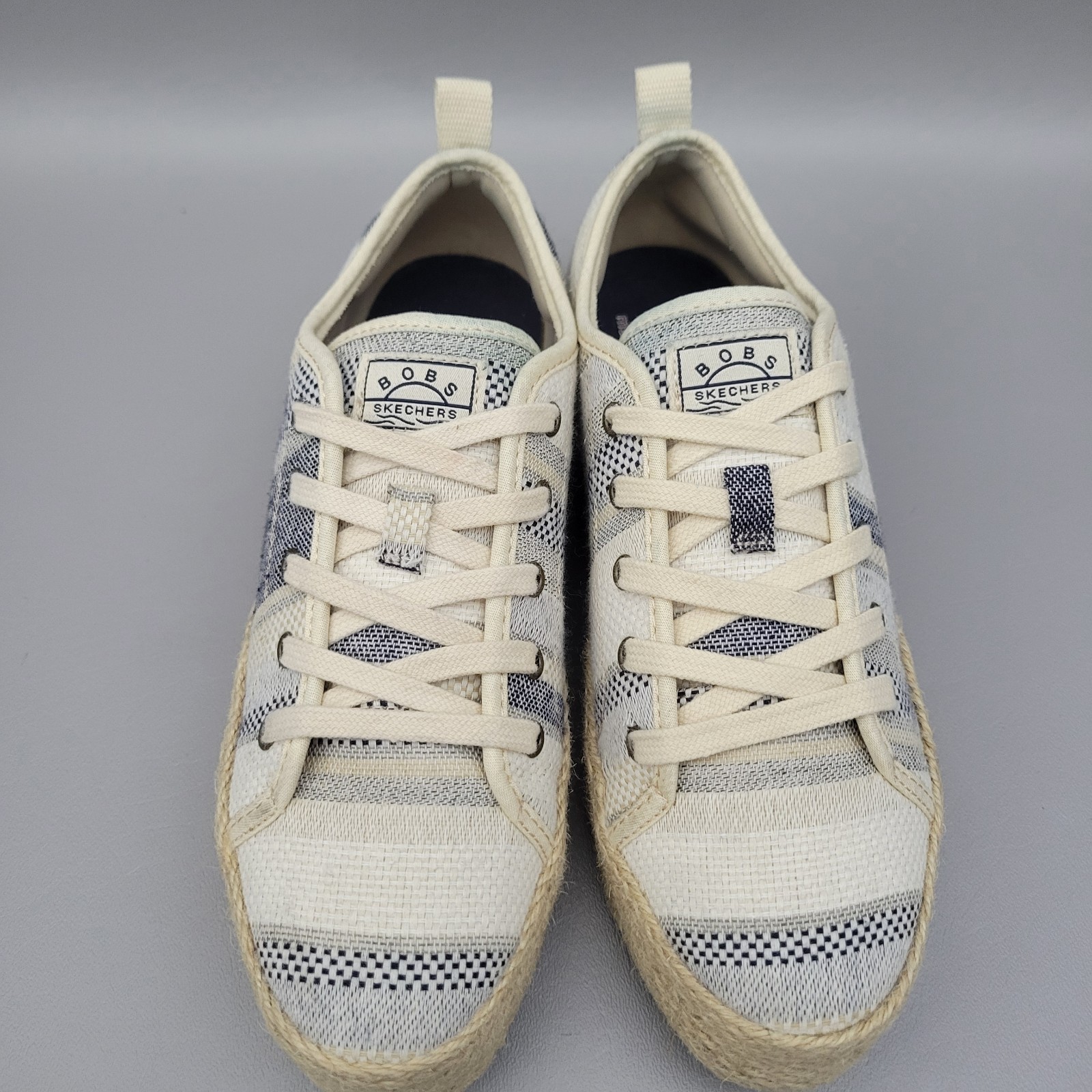 Skechers Womens Bobs Sesame Espadrille Sneaker Size US 6.5 Woven Striped Pattern