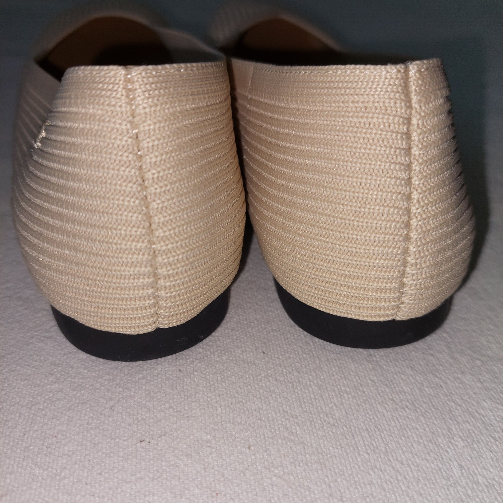Vivaia Square Toe Margot V Cut Flats Shoes Size 6.5 US / 37 EU Cream Knit Ballet