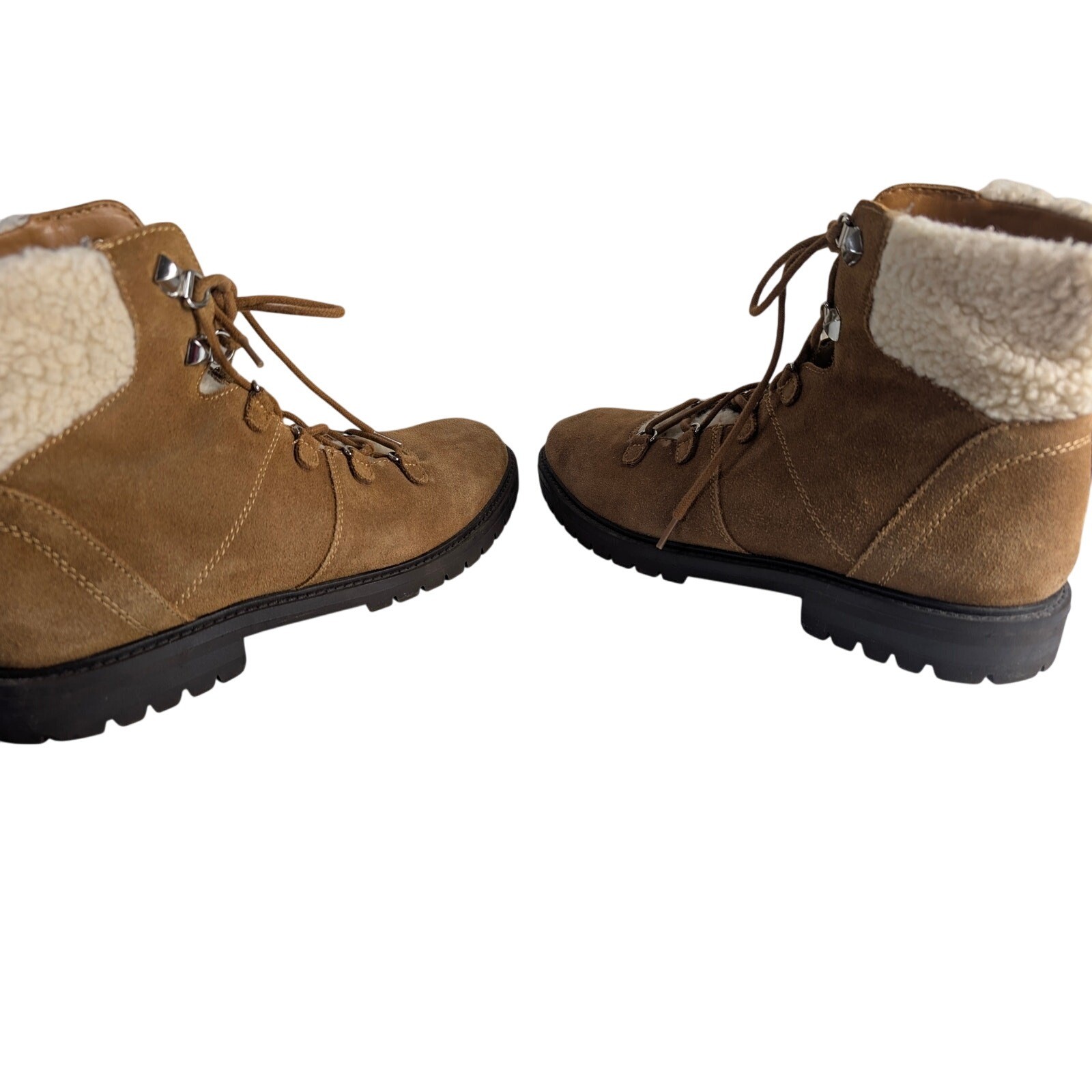 Marc Fisher Women’s Leather Brown Suede Boots Faux Fur Winter Fall Size 9.5
