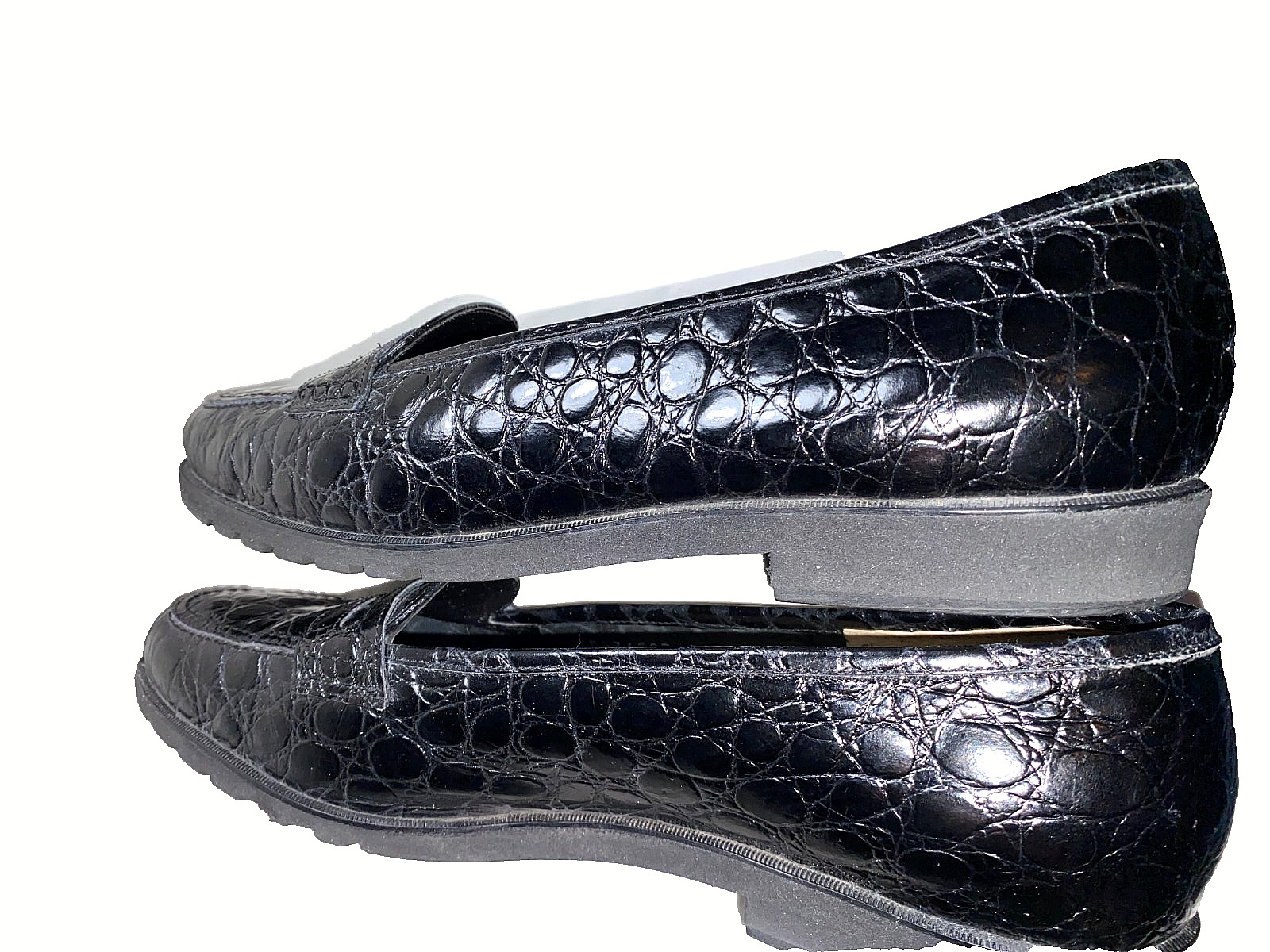 Salvatore Ferragamo Black Womens Dress Shoes Embossed Leather Size 9 c ITALY