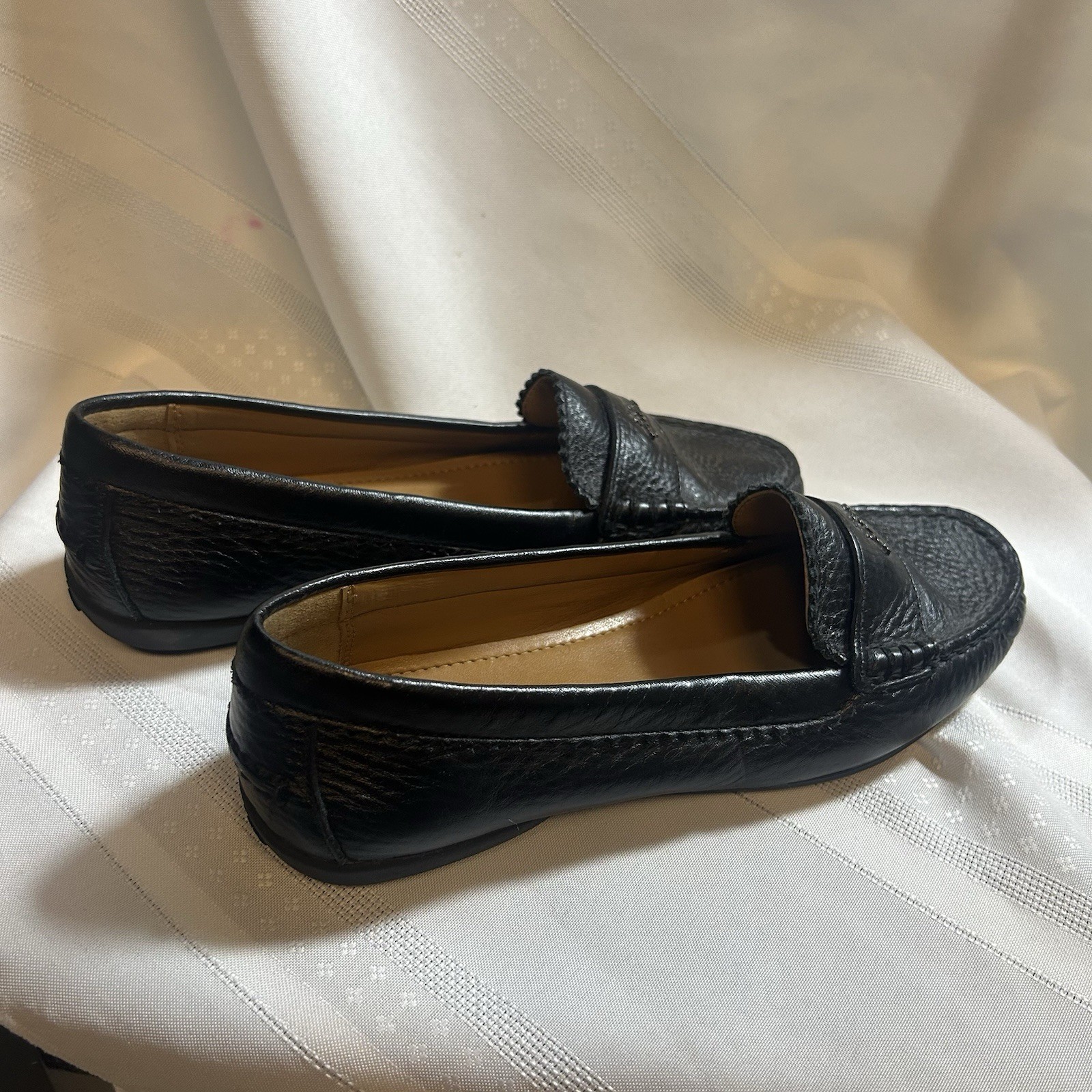 Coach Odette Black Leather Slip-on Loafers 6B Women’s Flat Driving Shoes Classic