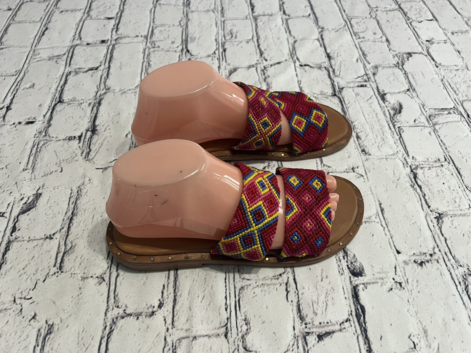 ECLECTIC ARRAY Hasen Woven Bands Mai Tai Sandals Size US 8/EURO 38