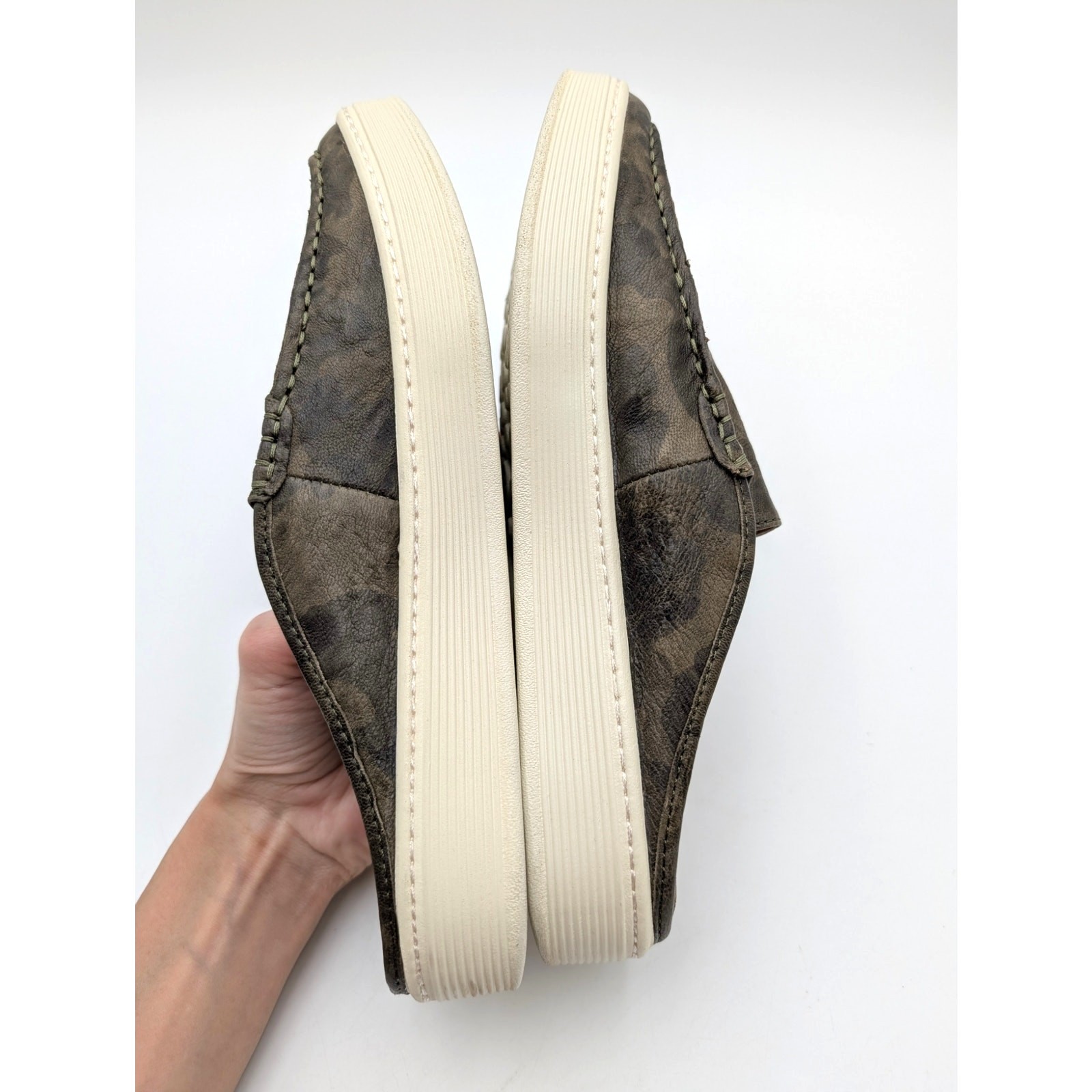 SOFFT Somers III Slide Camo Slip-On Leather Sneaker Mule Women’s Olive Size US9M
