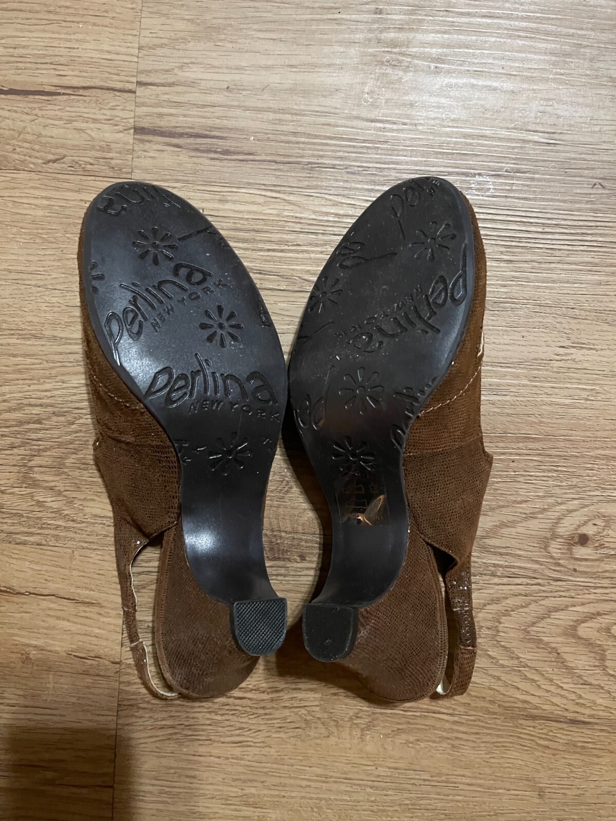 brand new Perlina slingback leather shoes in box 7.5B size and 2.75 in heels