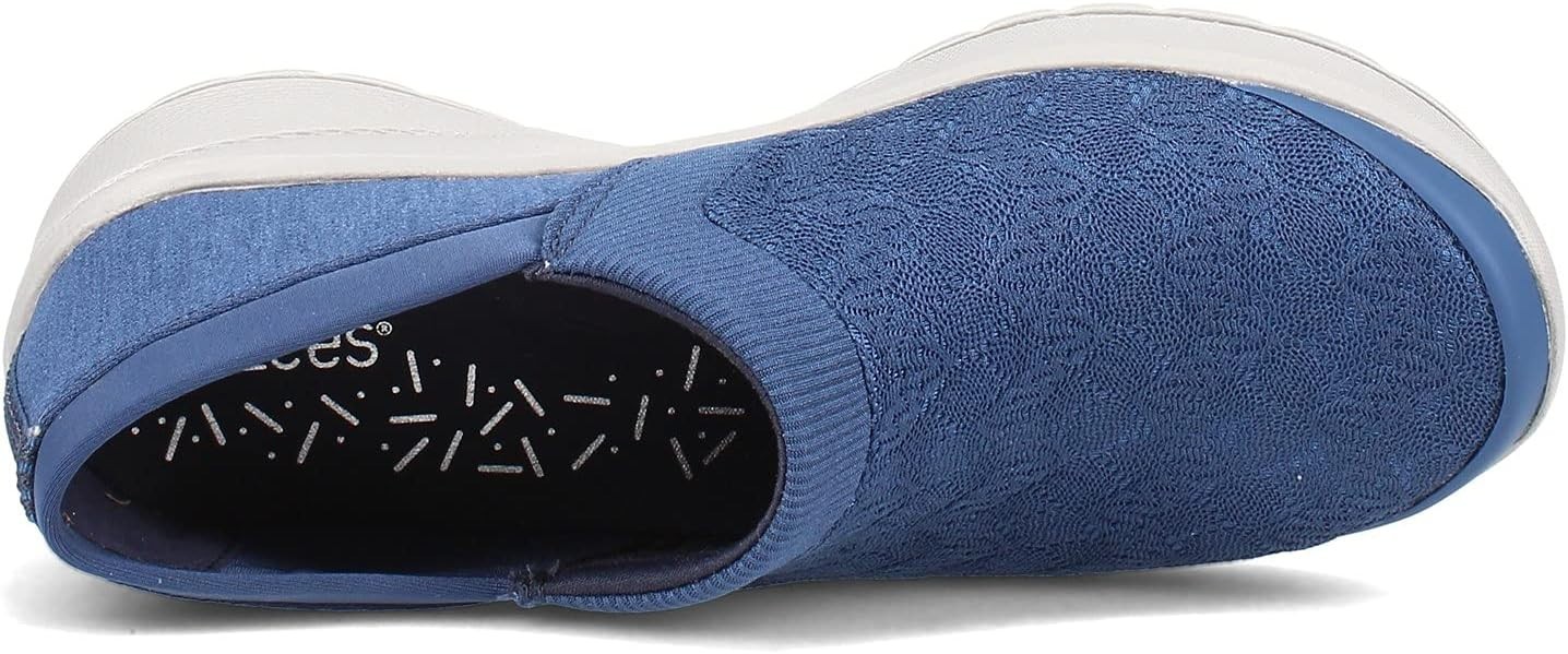Bzees Gia 7 M Blue Pointelle Knit Machine Wash Slip On Lightweight Comfort Shoes