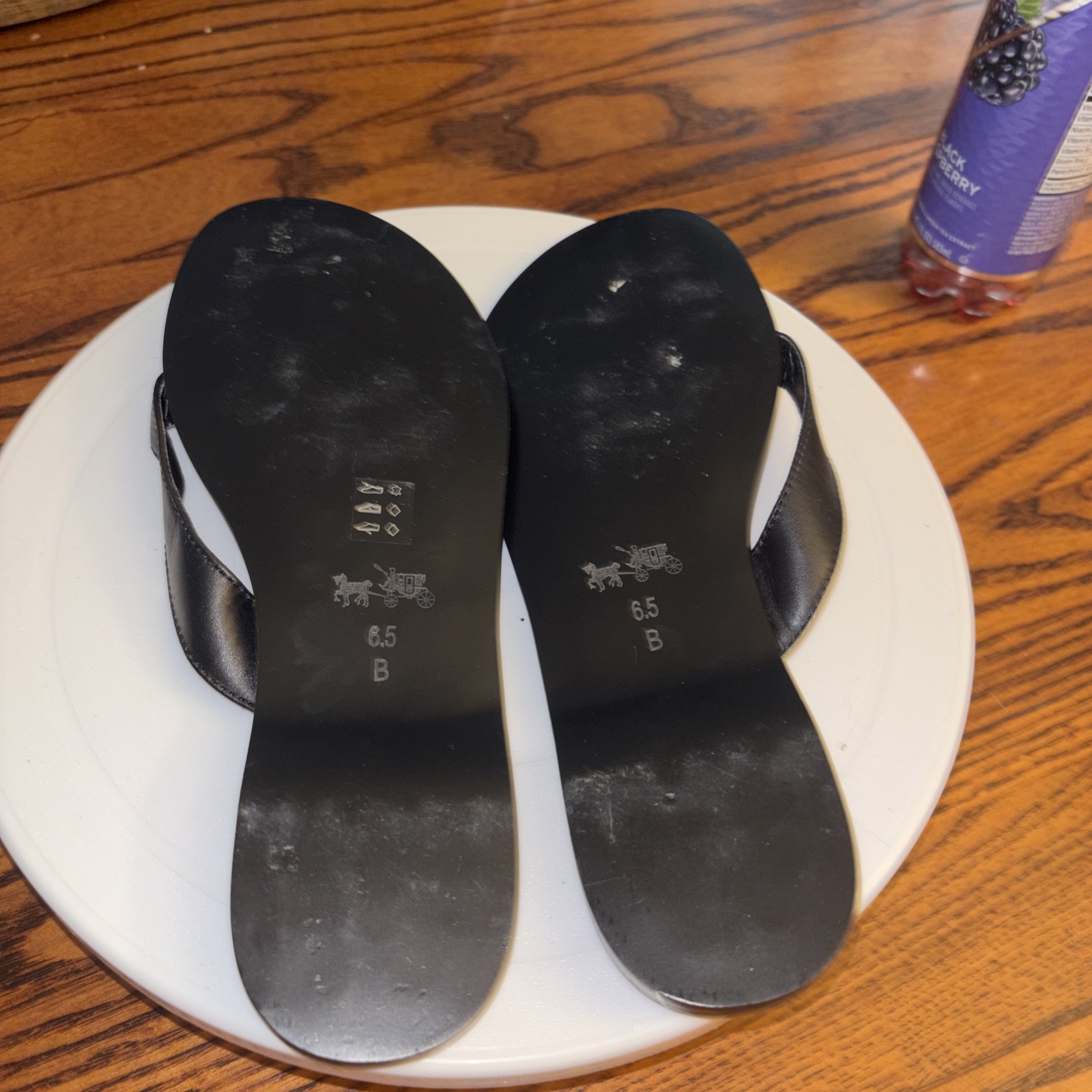 COACH Women’s Abbigail Sandal Black PVC Thong Slide Flip-Flops 6.5B