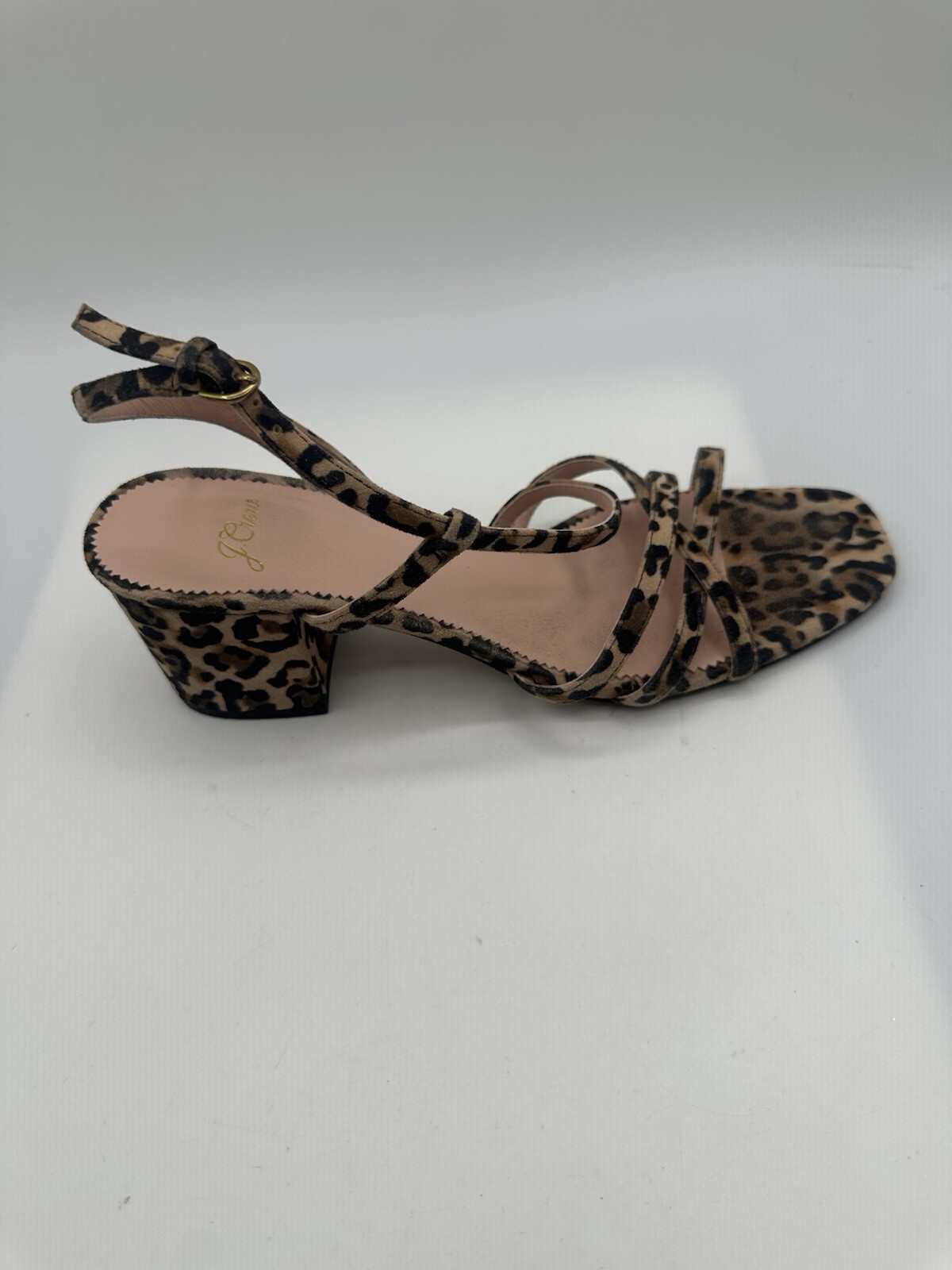 J. Crew Odette Block Heel Sandal Leopard Print Strappy Women Size 8.5