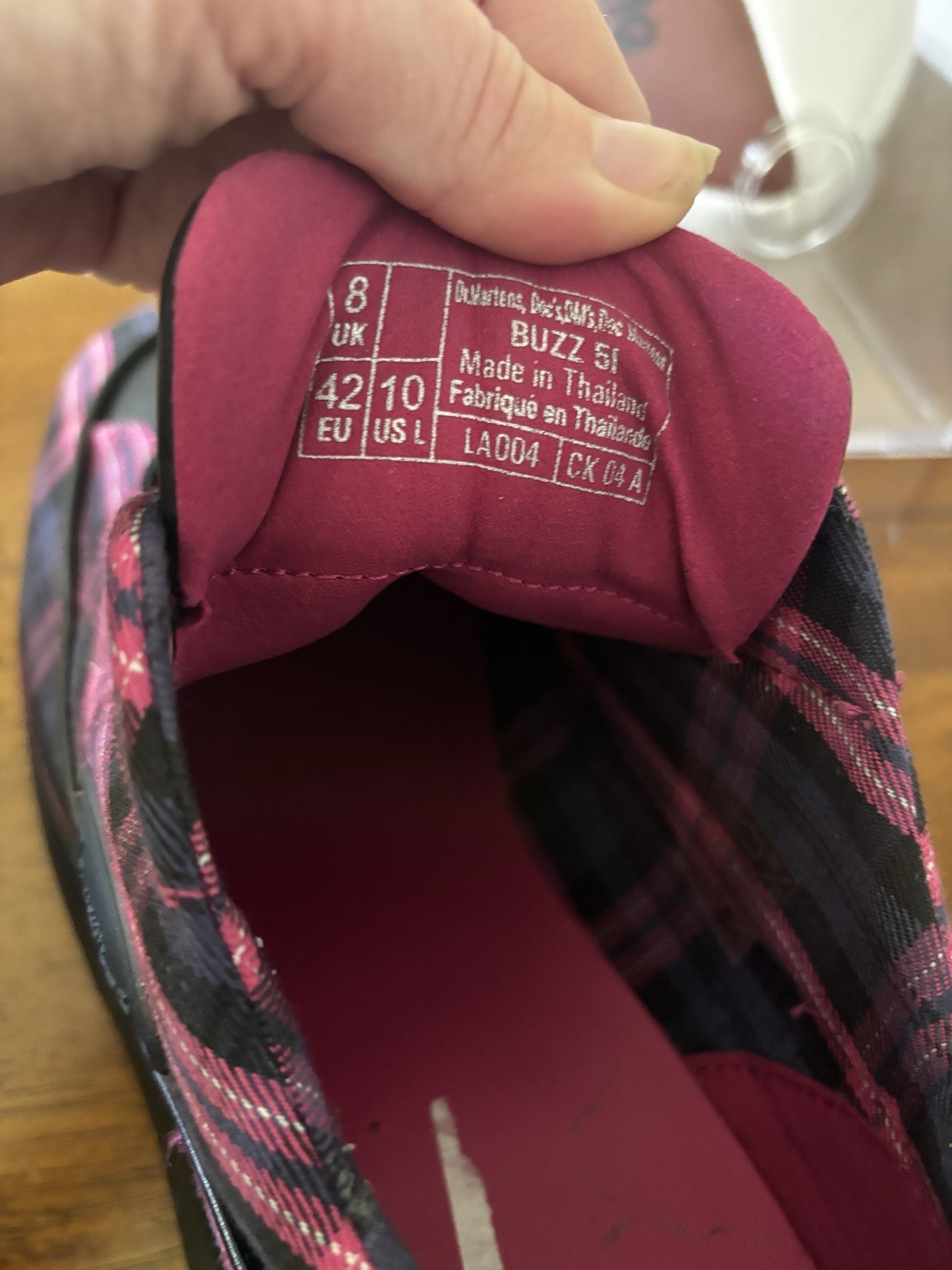 New Dr. Marten Pink tartan Plaid Buzz 5I Size UK 8 Punk Grunge Sold Out 5 Eye