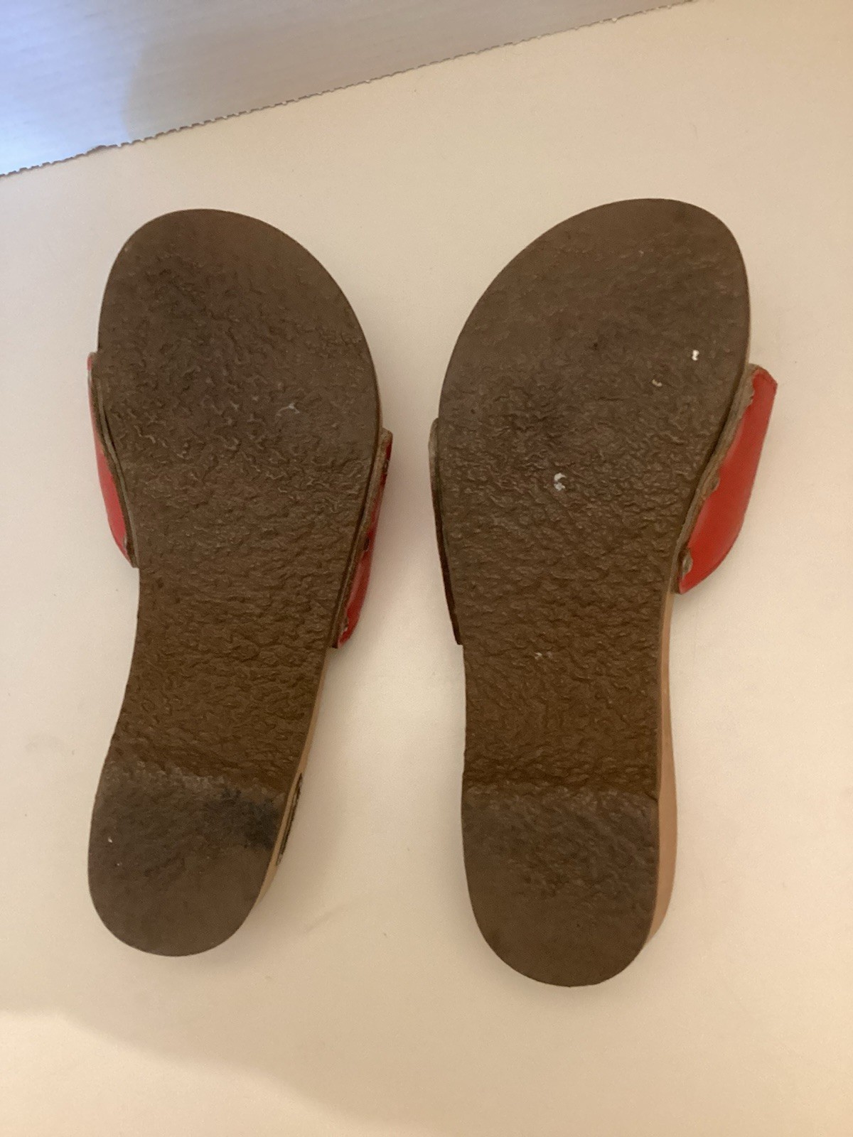 Dr Scholl’s Red & Wood Sandals Vintage 1970’s Size 5 Austria