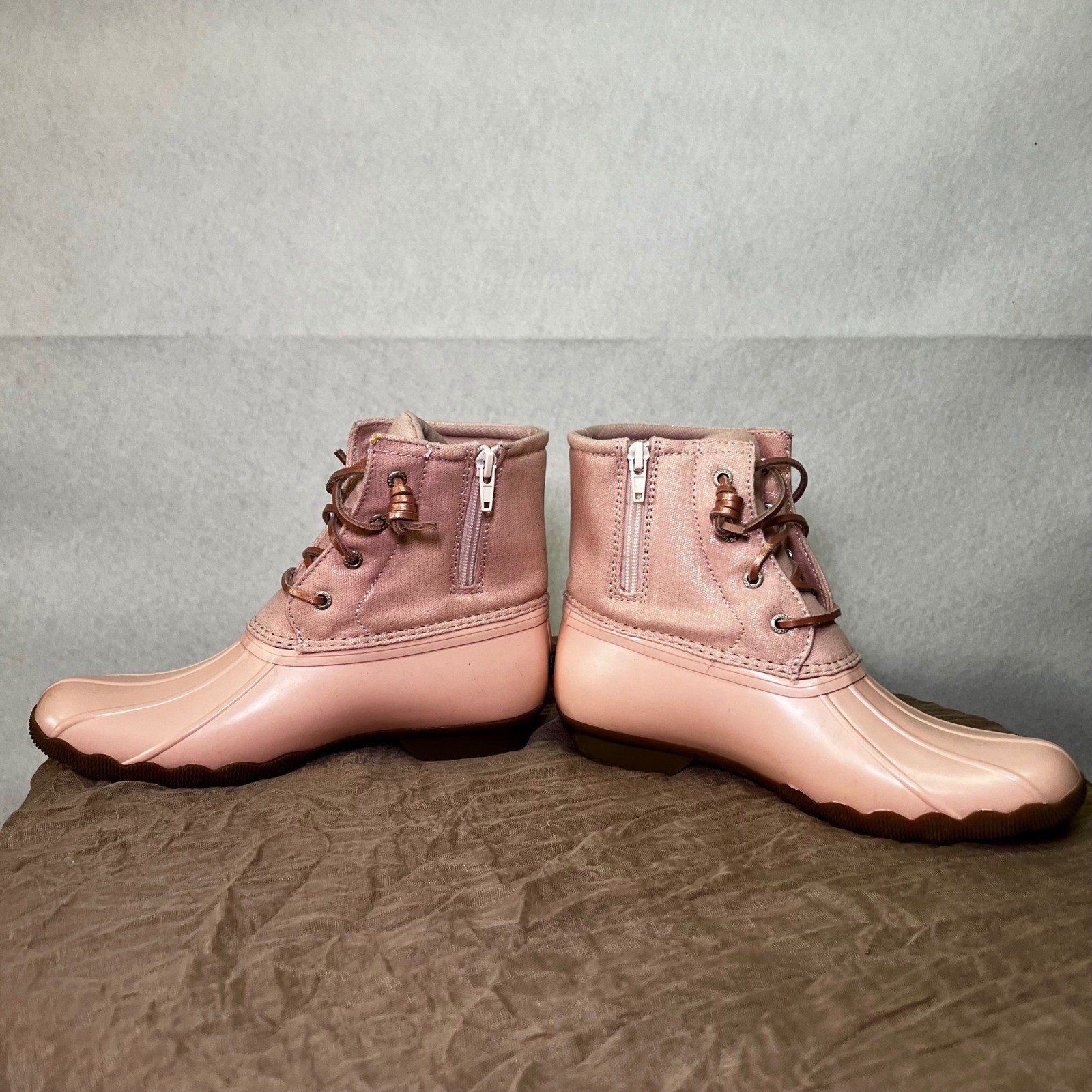 Sperry Saltwater Duck Boots Pink Gorpcore Coquette Rubber Rain Boots US 5M