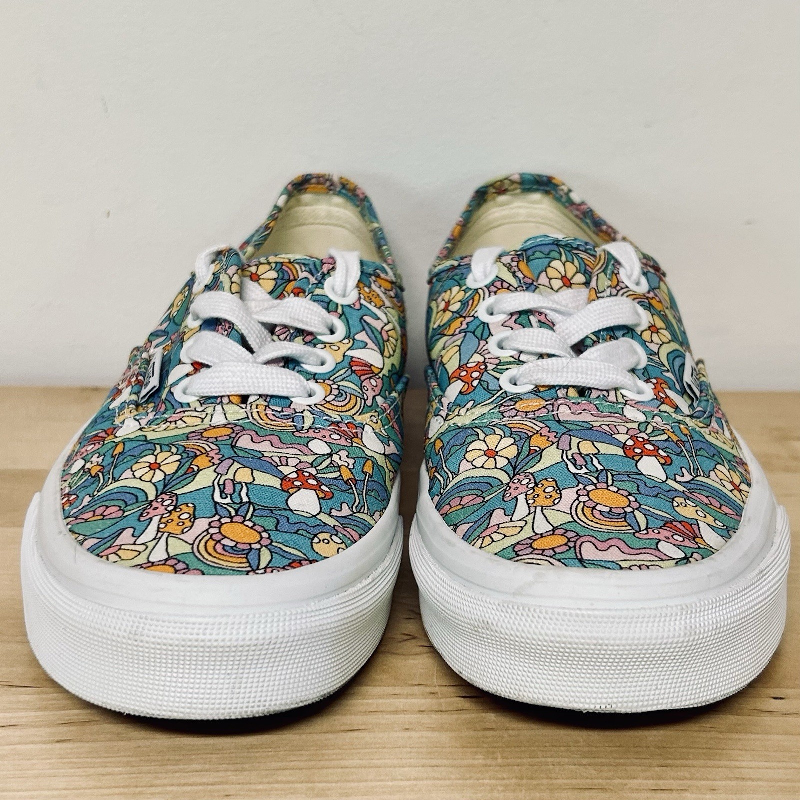 Vans Sneakers Trippy Mushrooms Womens Sz7 Floral Psychedelic Hippie Goblincore