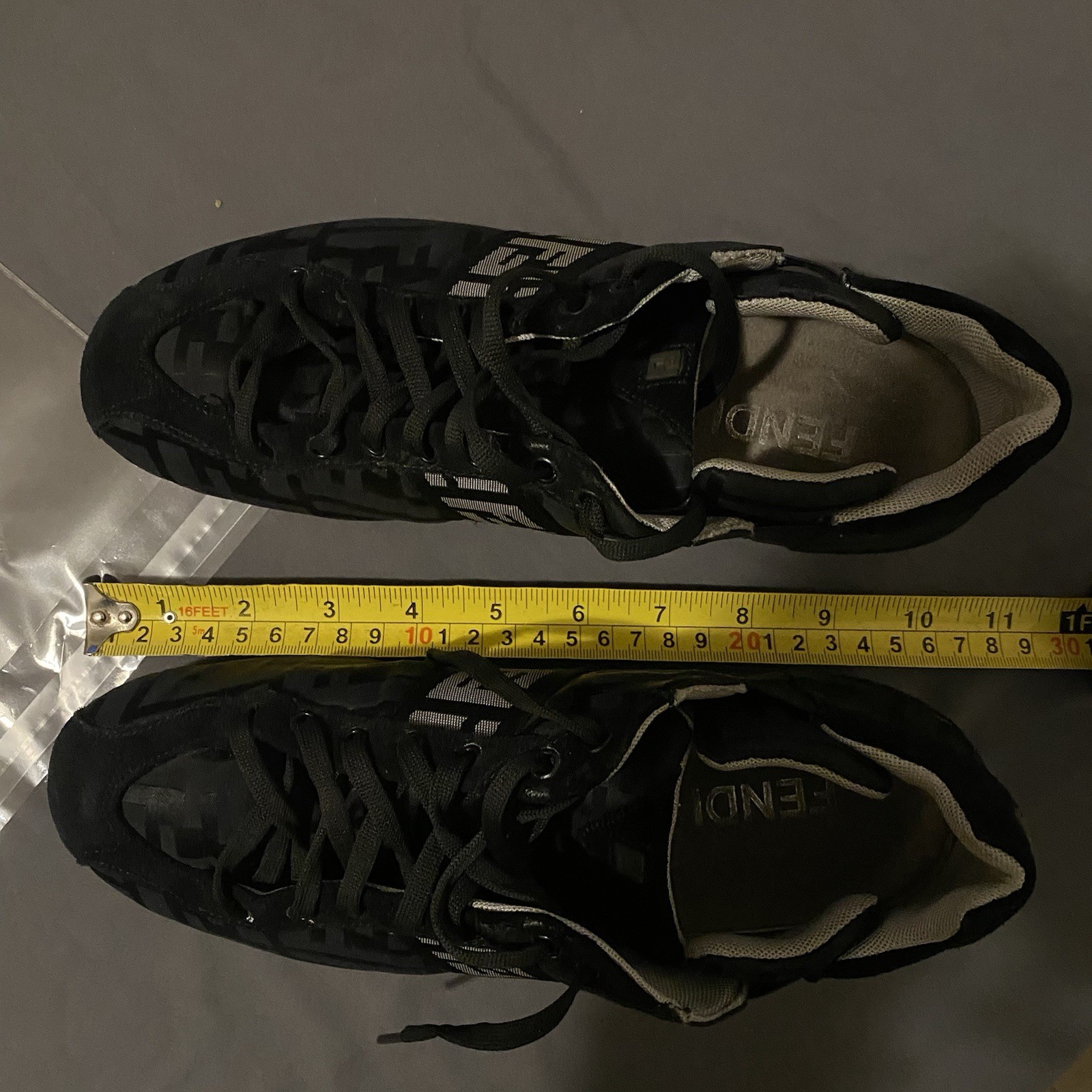 Fendi FF Logo Women’s Size 38 Low Top Sneakers Black Monogram Strap Lace Up