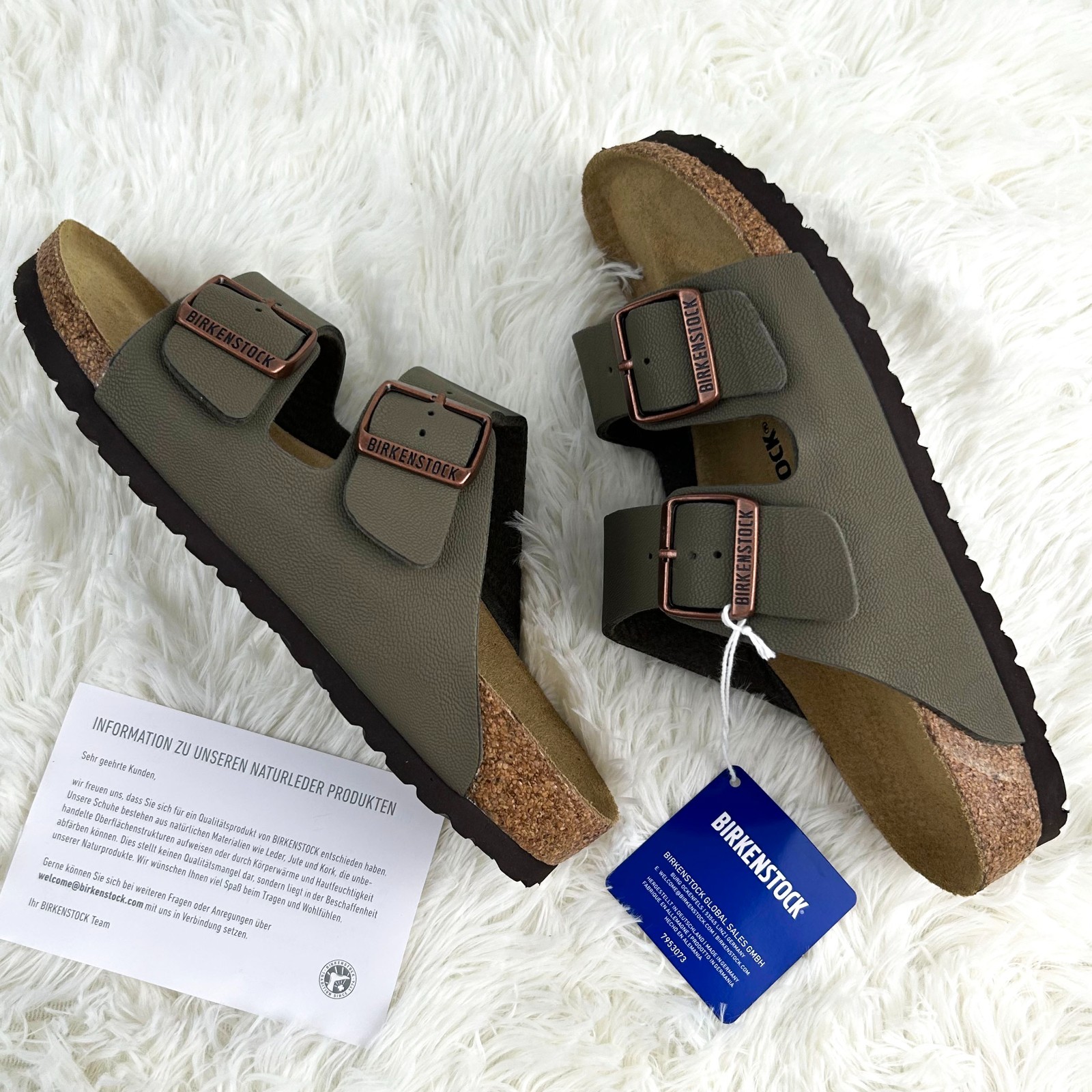 Birkenstock Arizona Stone Birko-Flo Leather New With/Box EU 37-45 Narrow/Wide