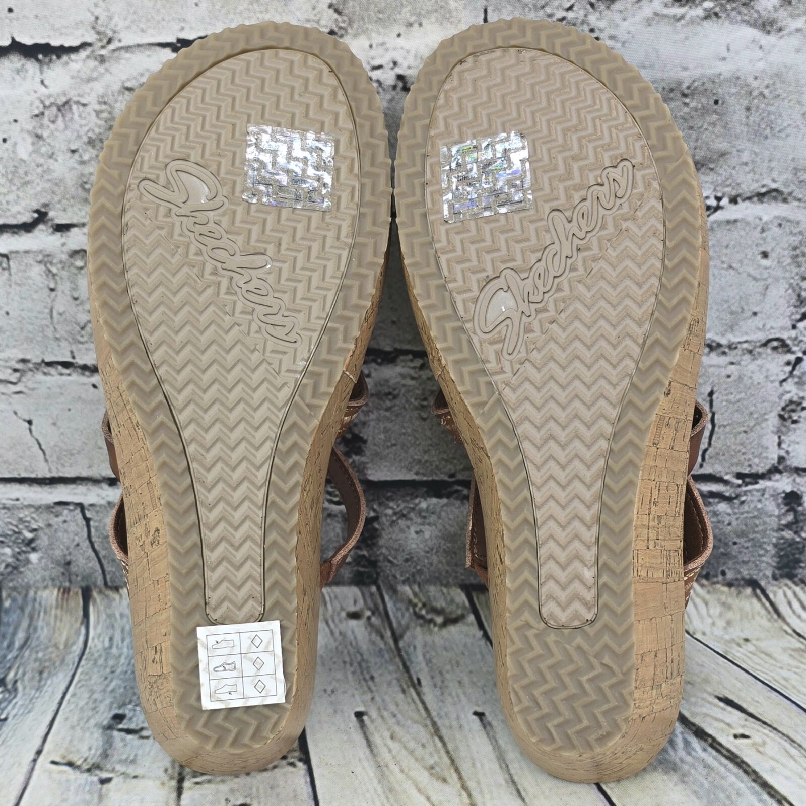 SKECHERS Beverlee Sandals Women 9 Brown Strappy Wedge Summer Comfy BOHO Shoe