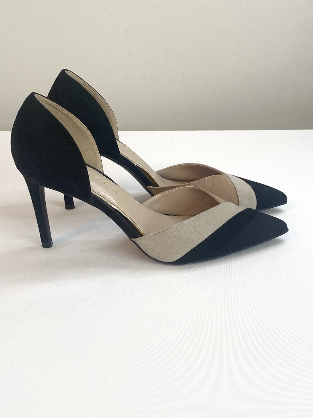 Kelly & Katie Womens Colorblock Pointed Toe Stiletto Pumps Black Beige 9 B