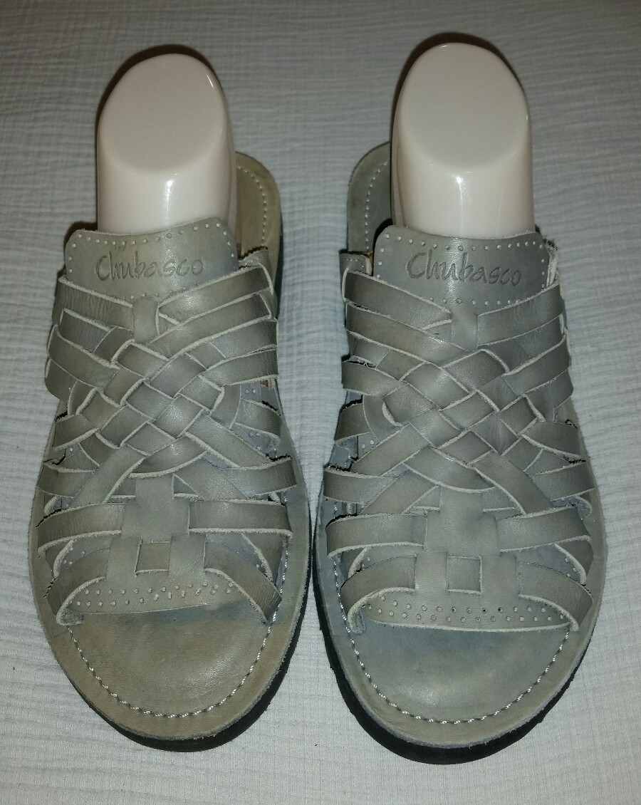 Gray Leather Sandals Strappy Woven Slip On CHUBASCO Mens 5 Womens 7 Unisex