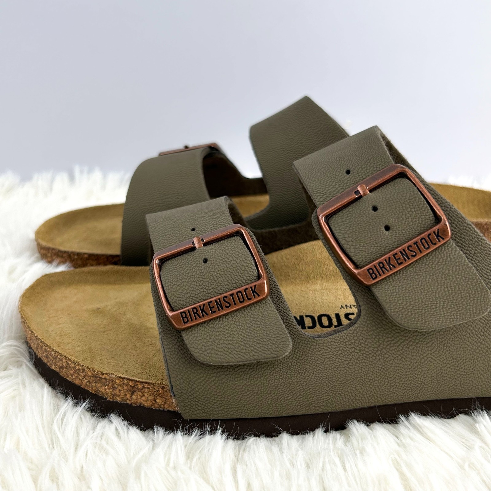 Birkenstock Arizona Stone Birko-Flo Leather New With/Box EU 37-45 Narrow/Wide